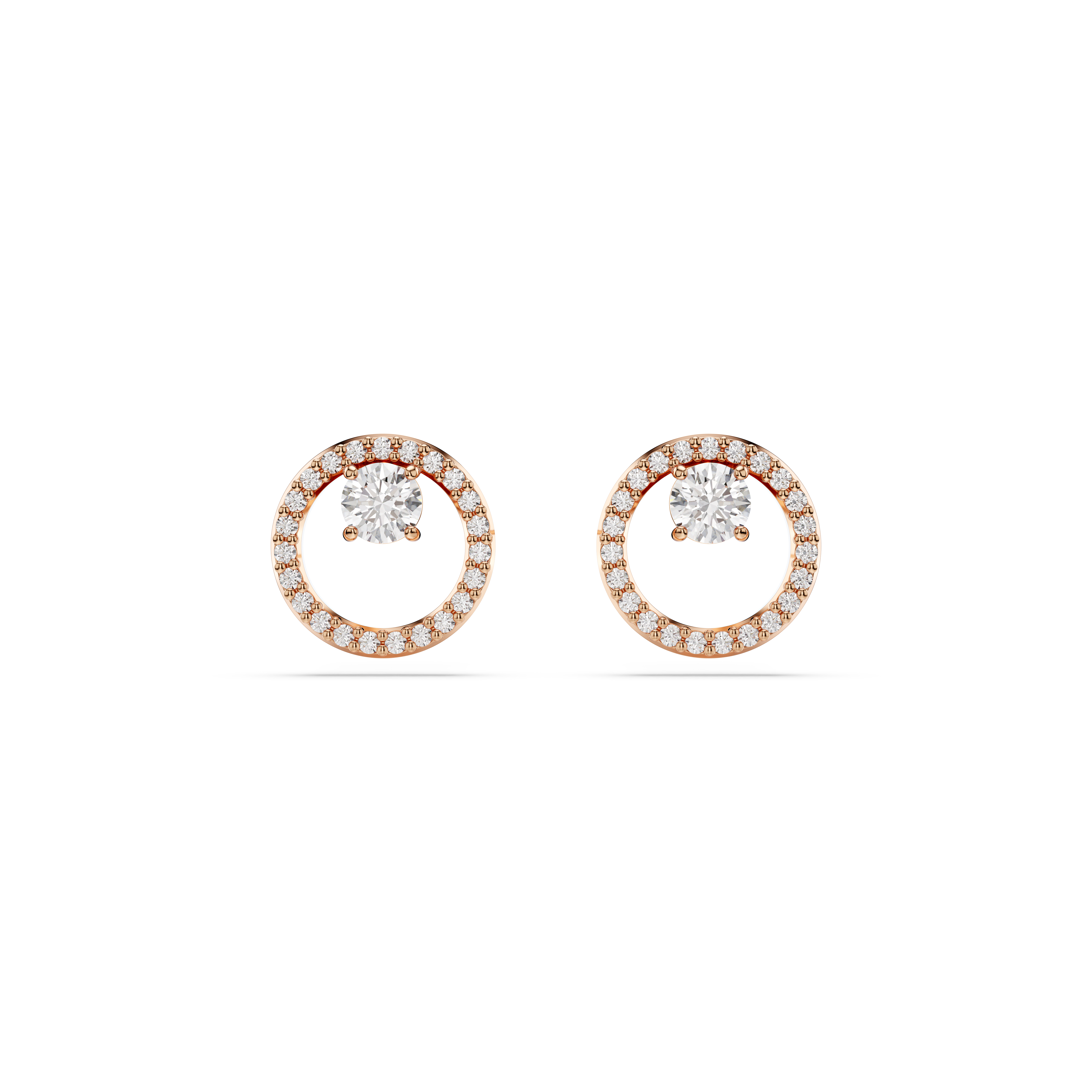 Swarovski Constella stud earrings, Round cut, White, Rose gold-tone plated 5692263