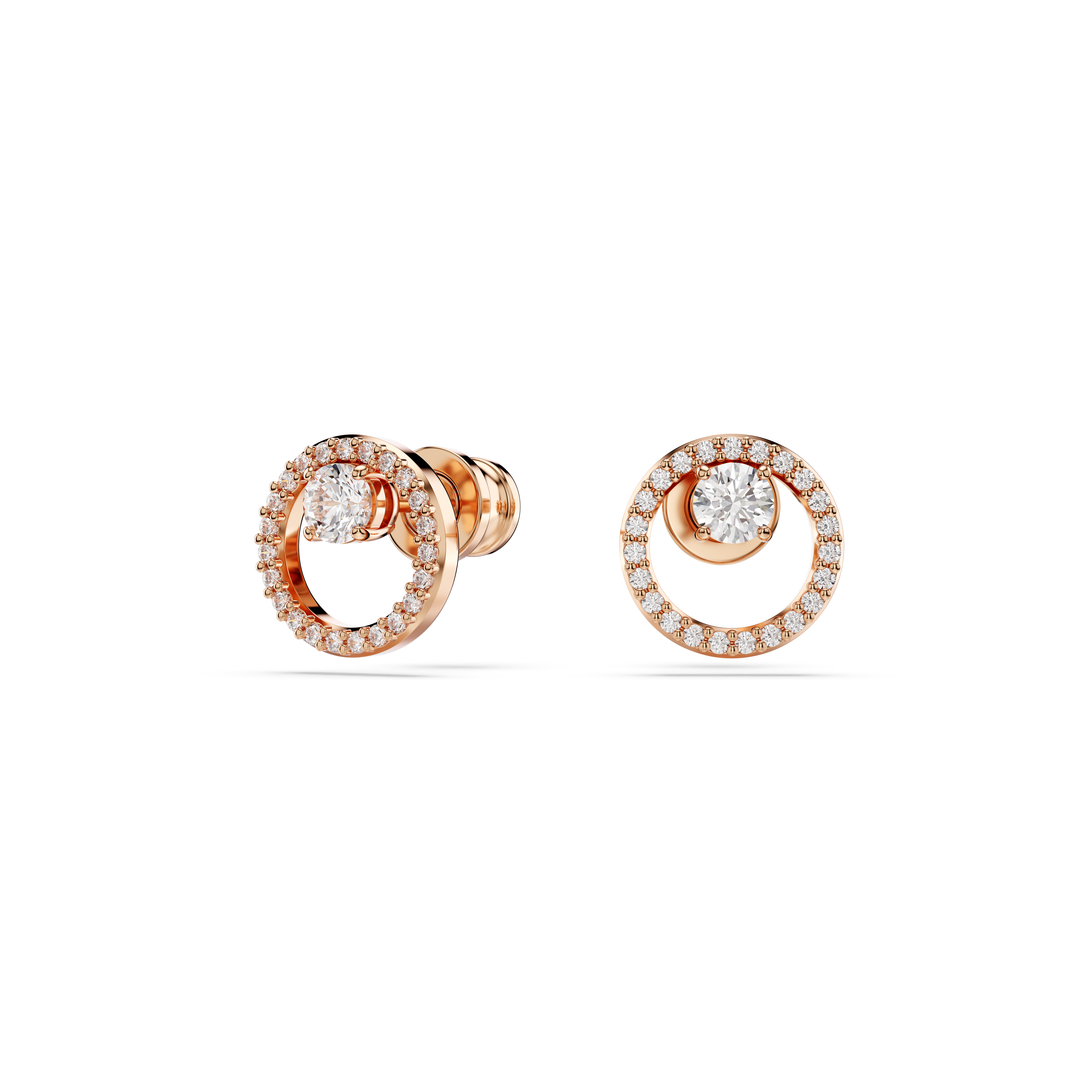 Swarovski Constella stud earrings, Round cut, White, Rose gold-tone plated 5692263