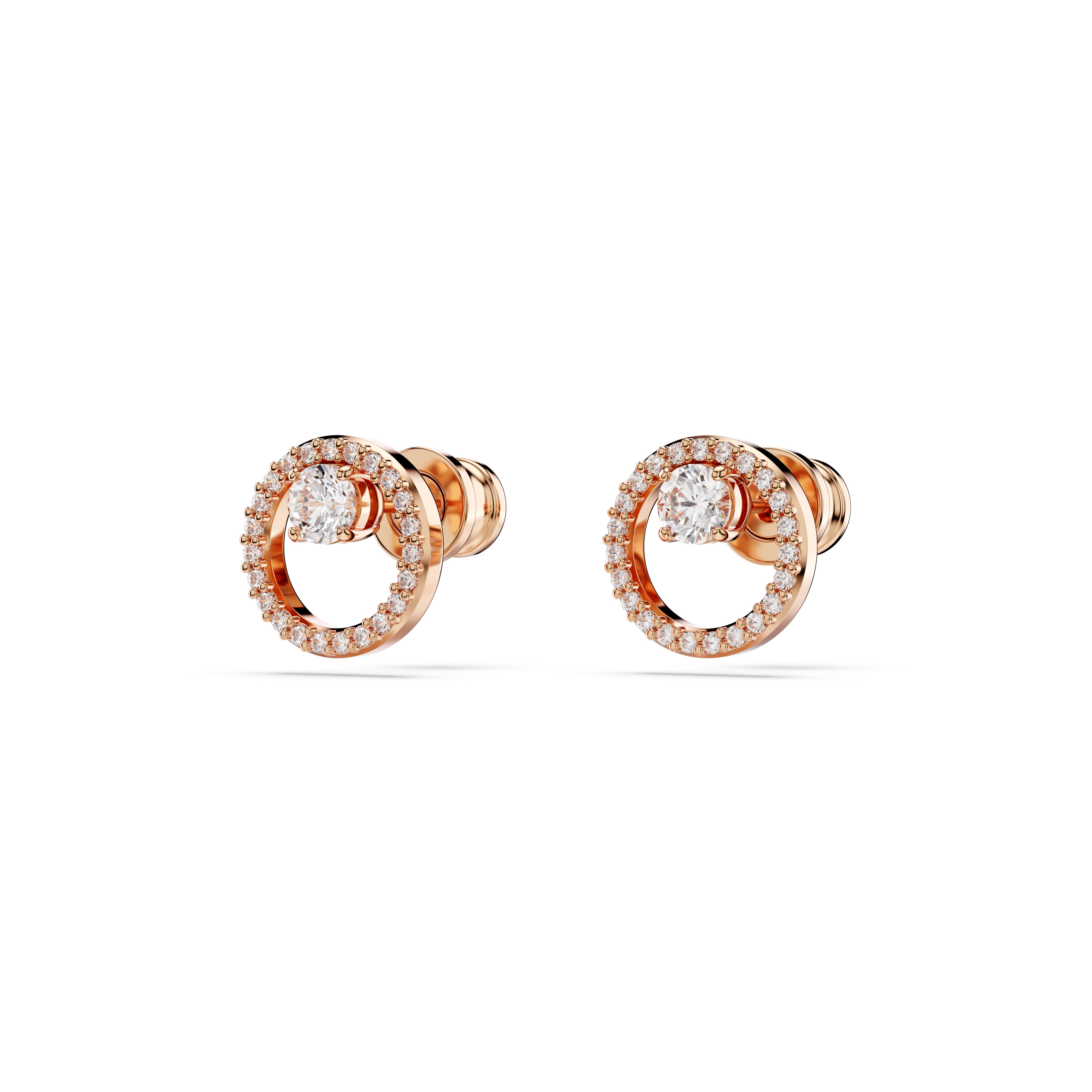 Swarovski Constella stud earrings, Round cut, White, Rose gold-tone plated 5692263