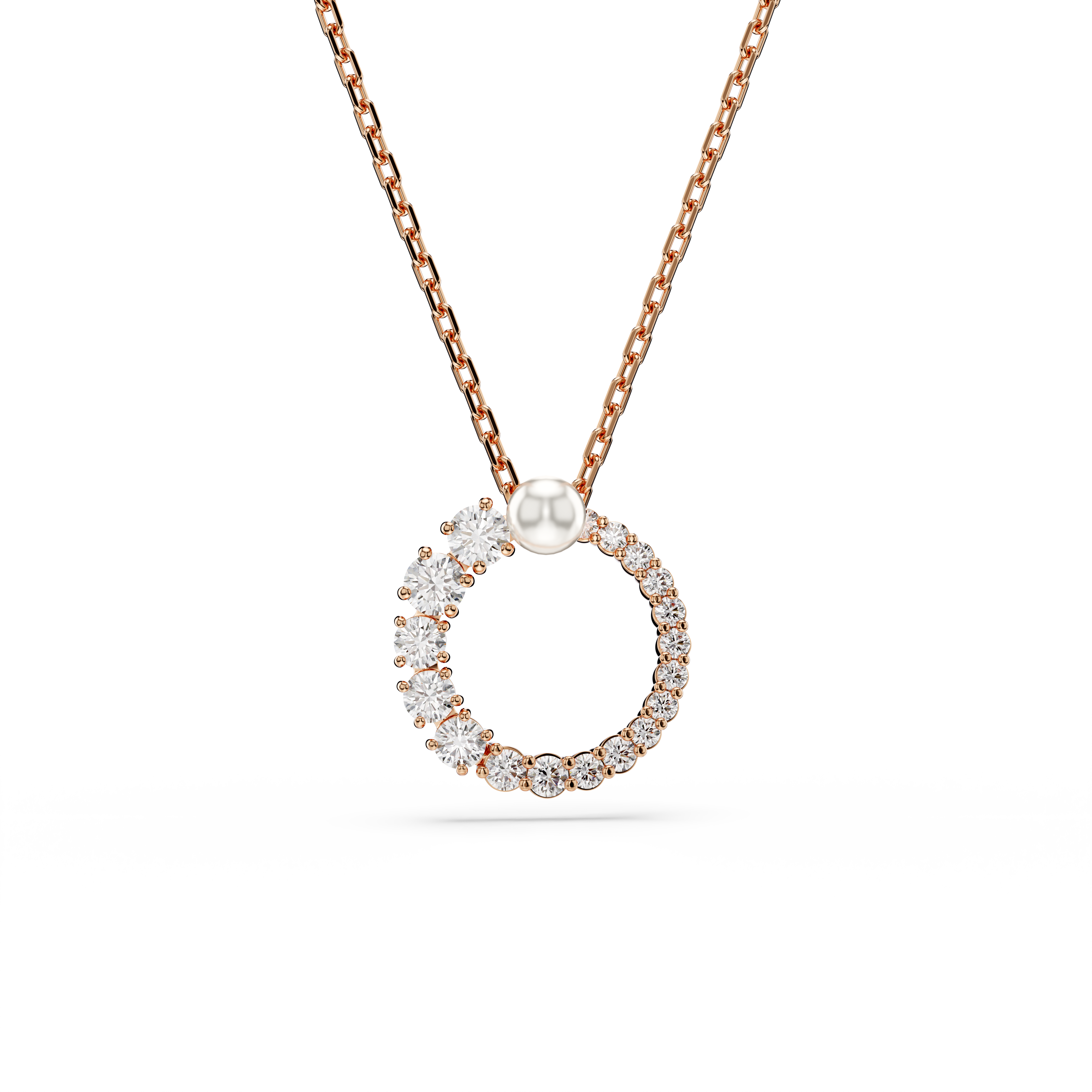 Swarovski Matrix pendant, Crystal pearl, Round cut, White, Rose gold-tone plated 5692265