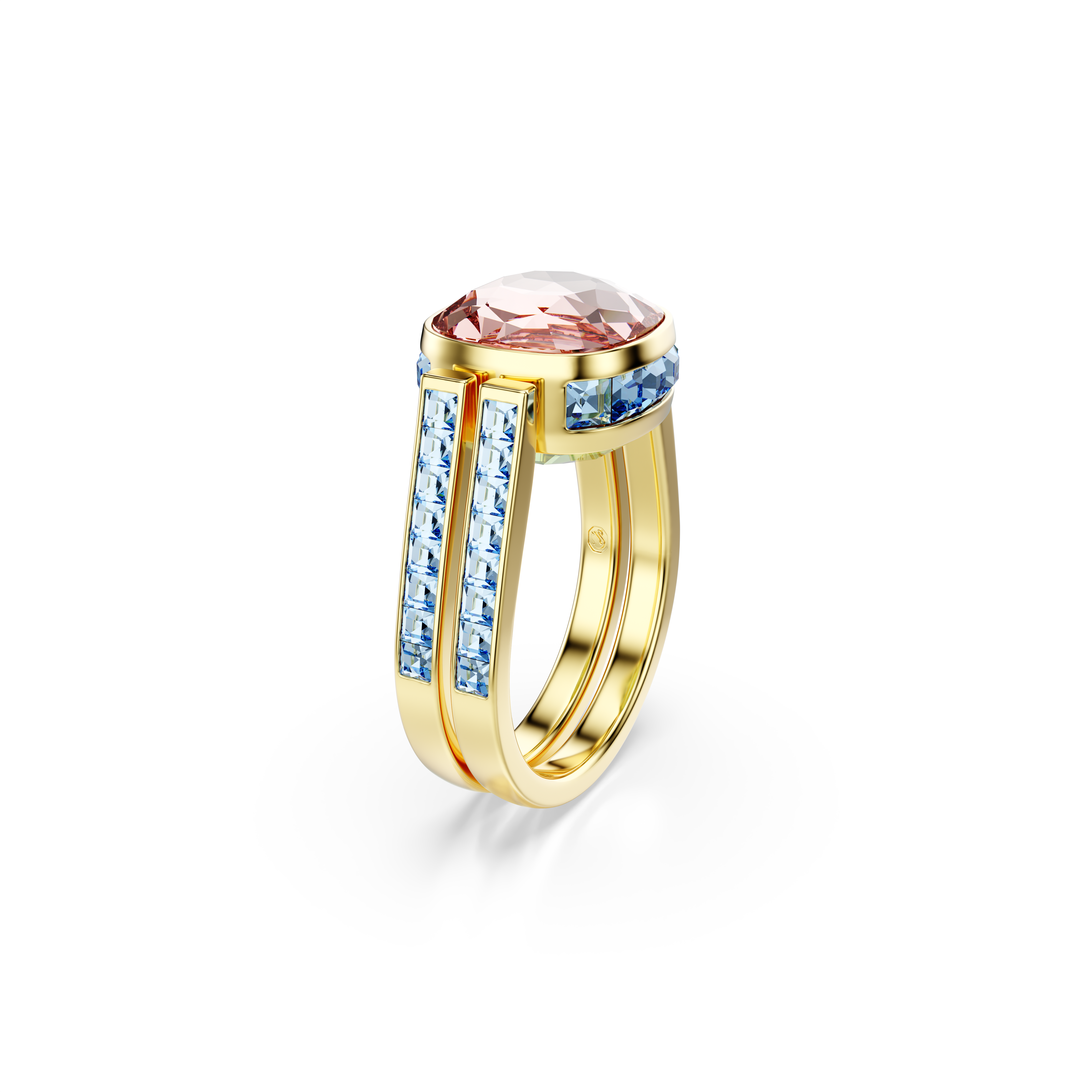 Swarovski Chroma ring, Cushion cut, Multicolored, Gold-tone plated 5692500