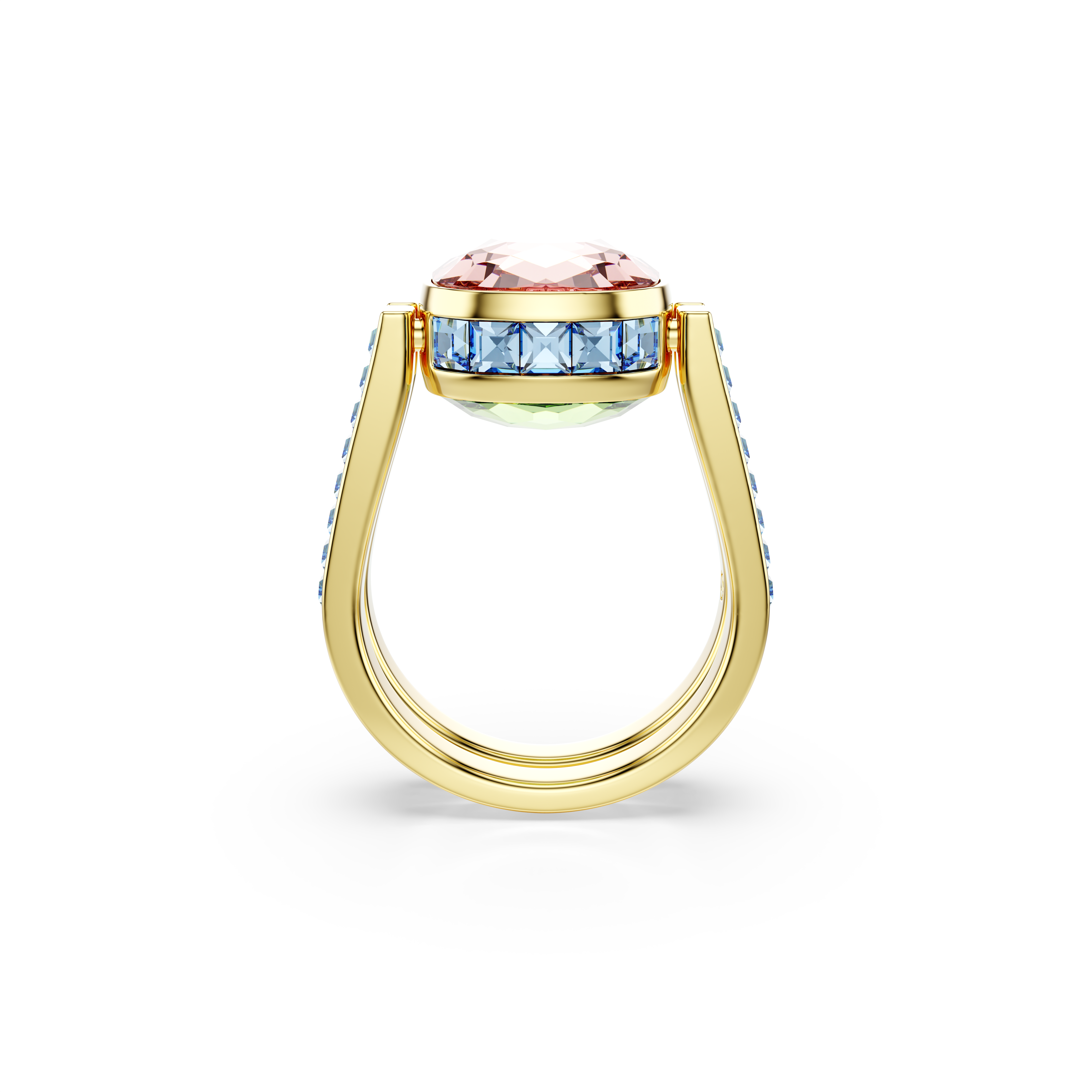 Swarovski Chroma ring, Cushion cut, Multicolored, Gold-tone plated 5692500