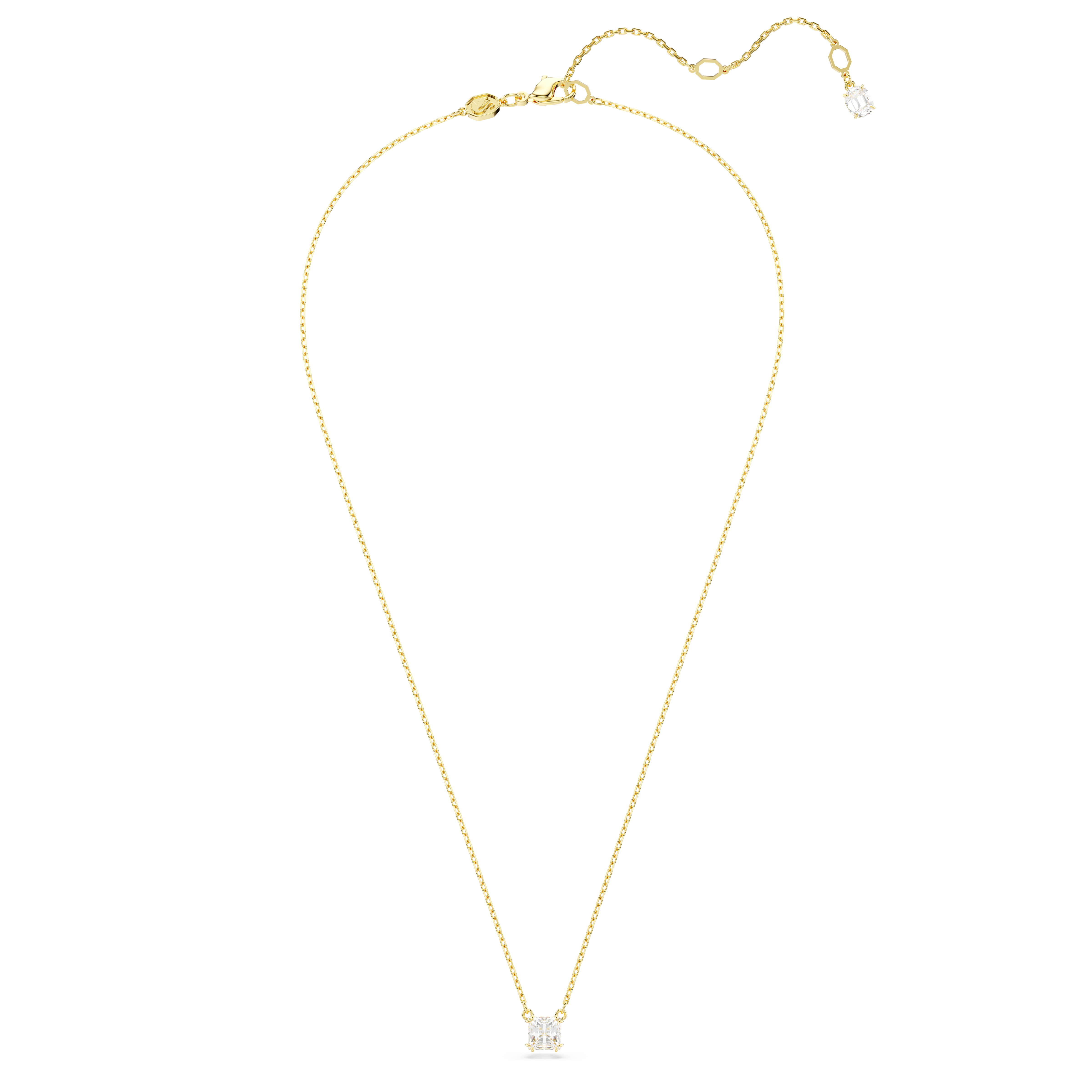 Swarovski Stilla Attract pendant, Square cut, White, Gold-tone plated 5693153