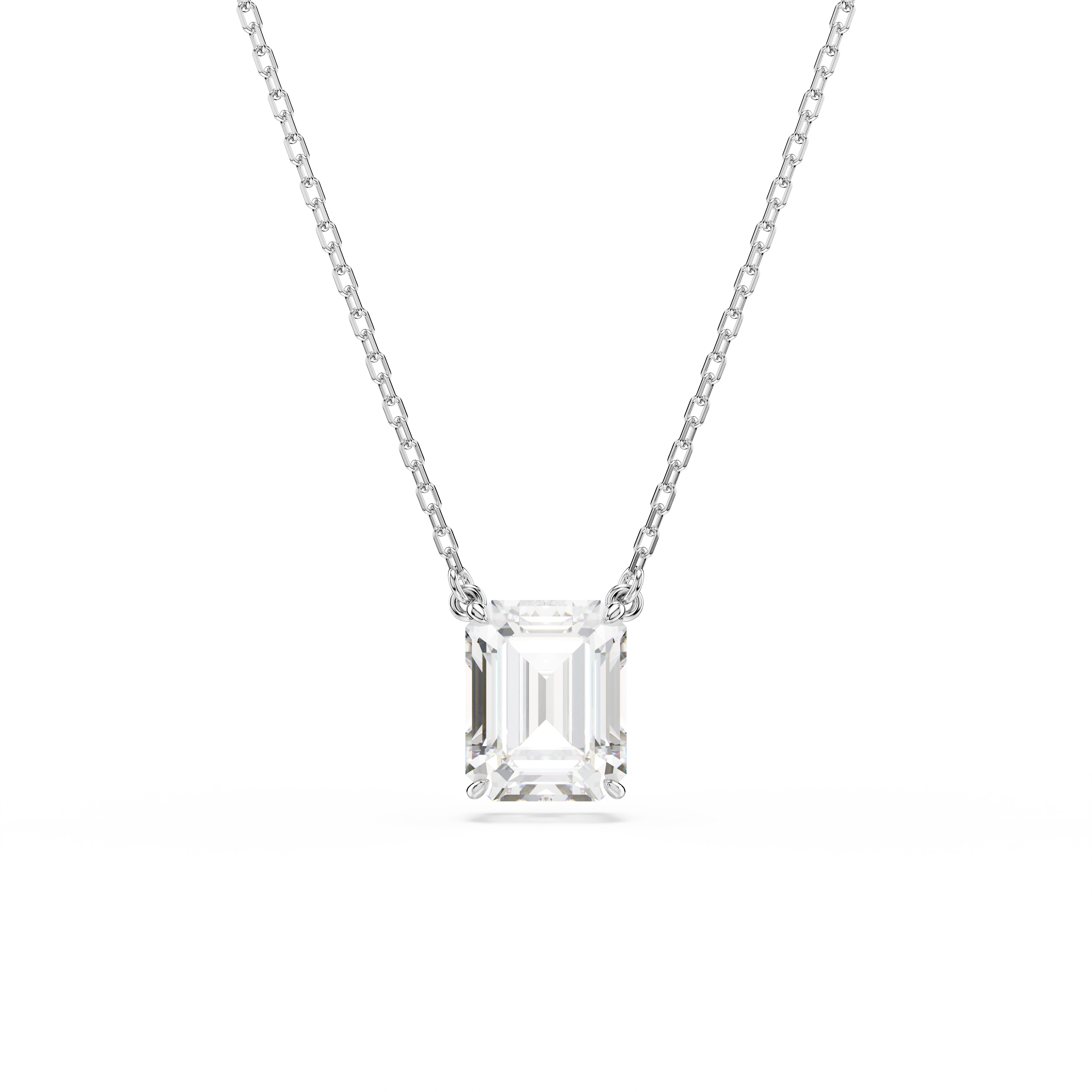 Swarovski Stilla pendant, Octagon cut, White, Rhodium plated 5693405