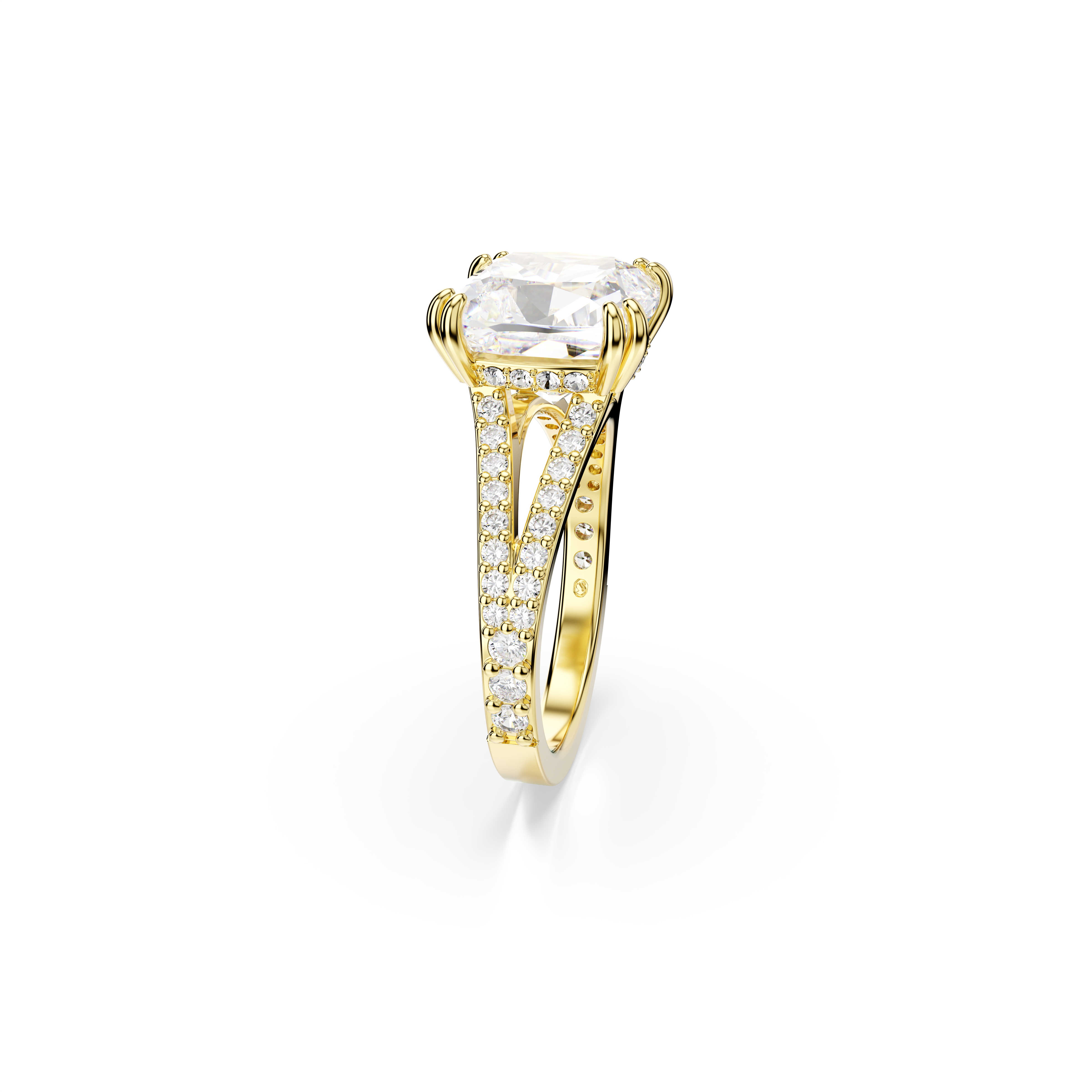 Swarovski Stilla cocktail ring, Square cut, Pavé, White, Gold-tone plated 5693503