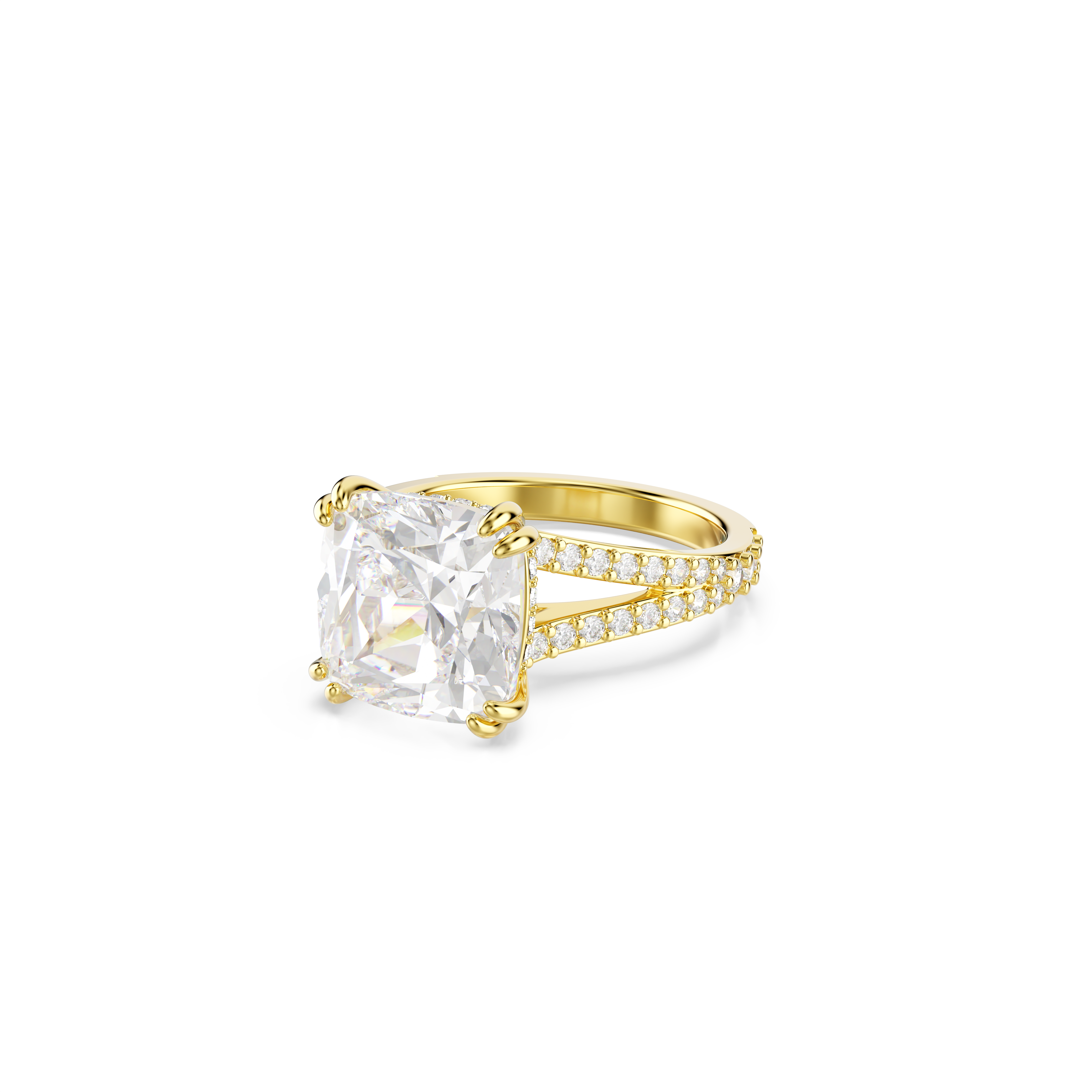 Swarovski Stilla cocktail ring, Square cut, Pavé, White, Gold-tone plated 5693505