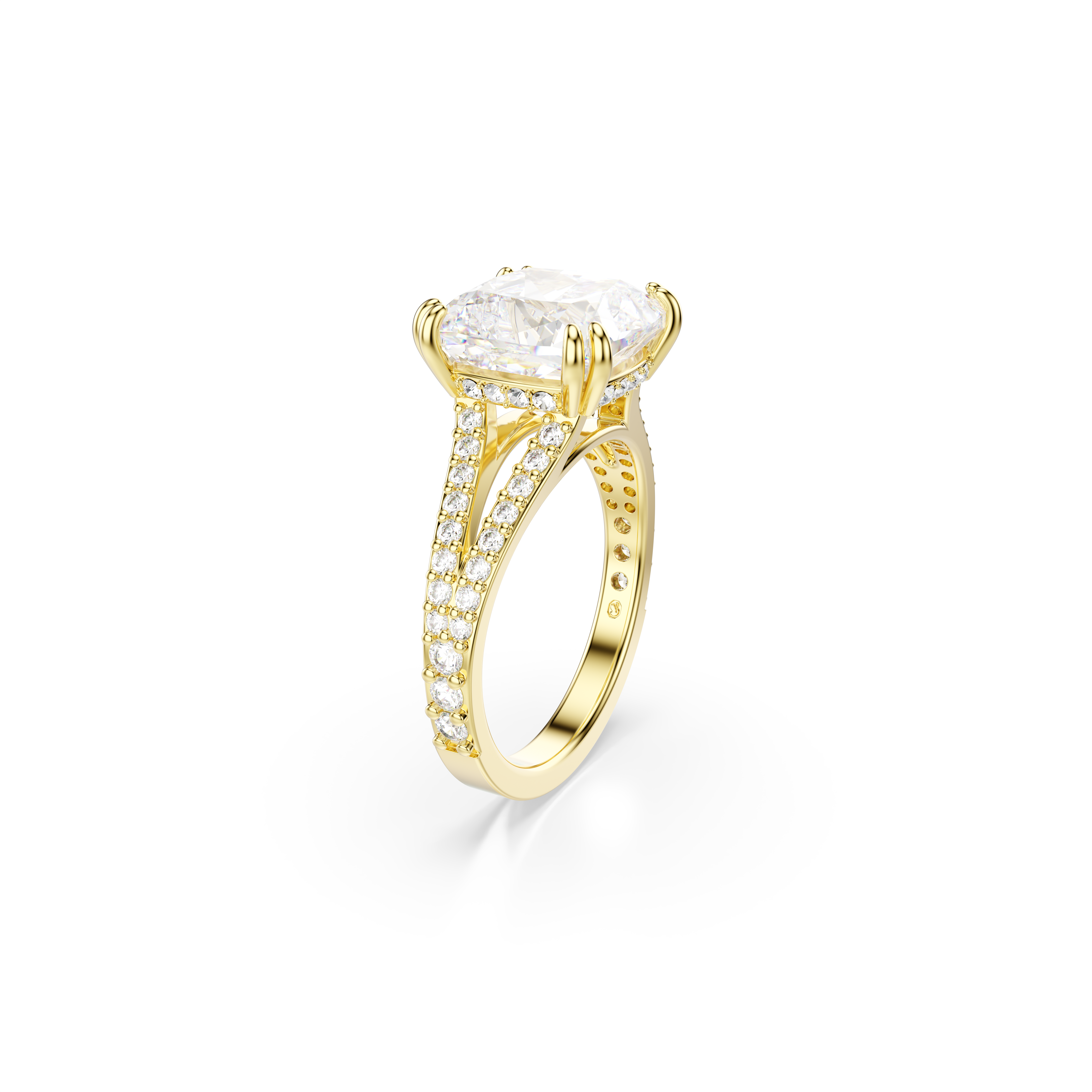 Swarovski Stilla cocktail ring, Square cut, Pavé, White, Gold-tone plated 5693505