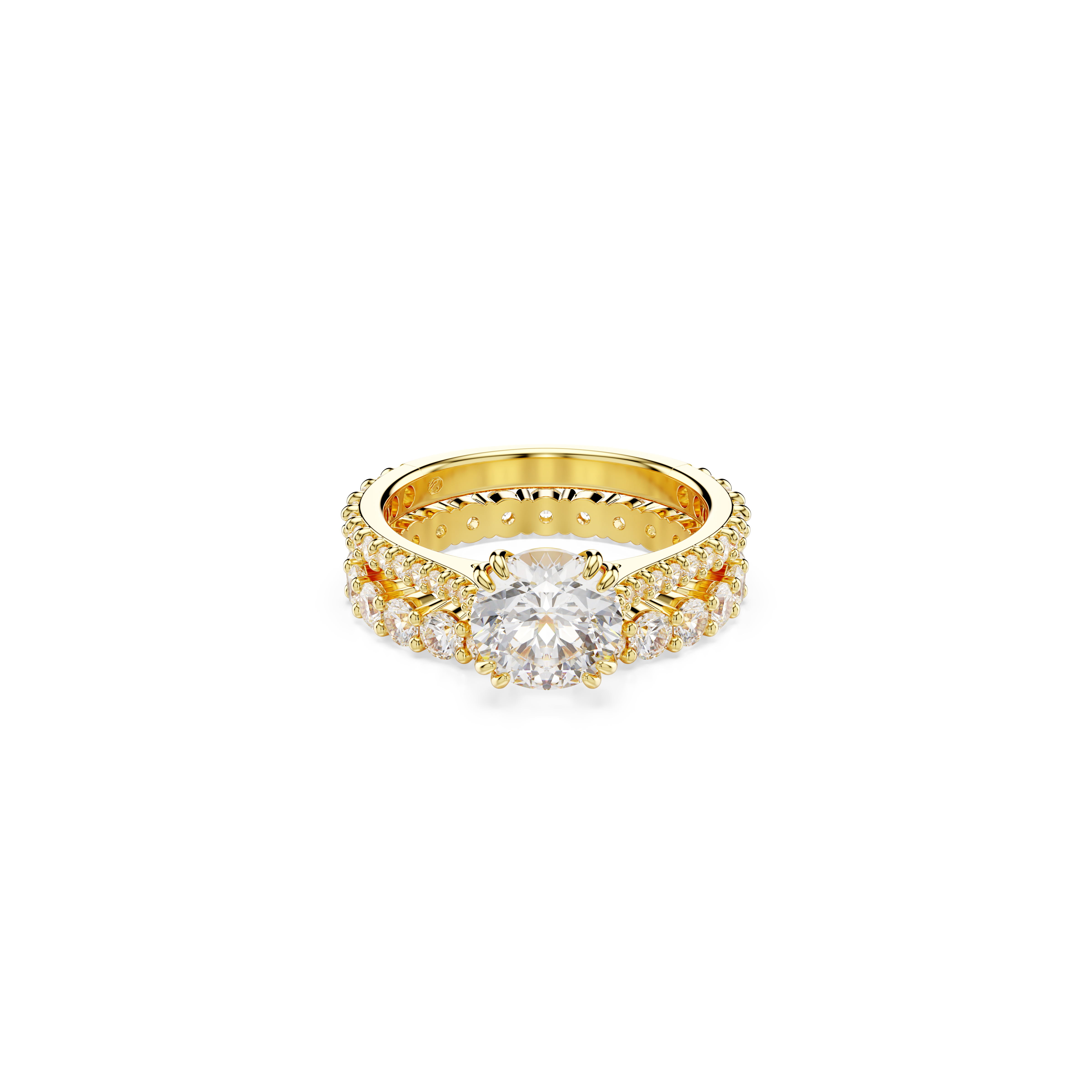 Swarovski Stilla ring, Set (2), Round cut, White, Gold-tone plated 5693510