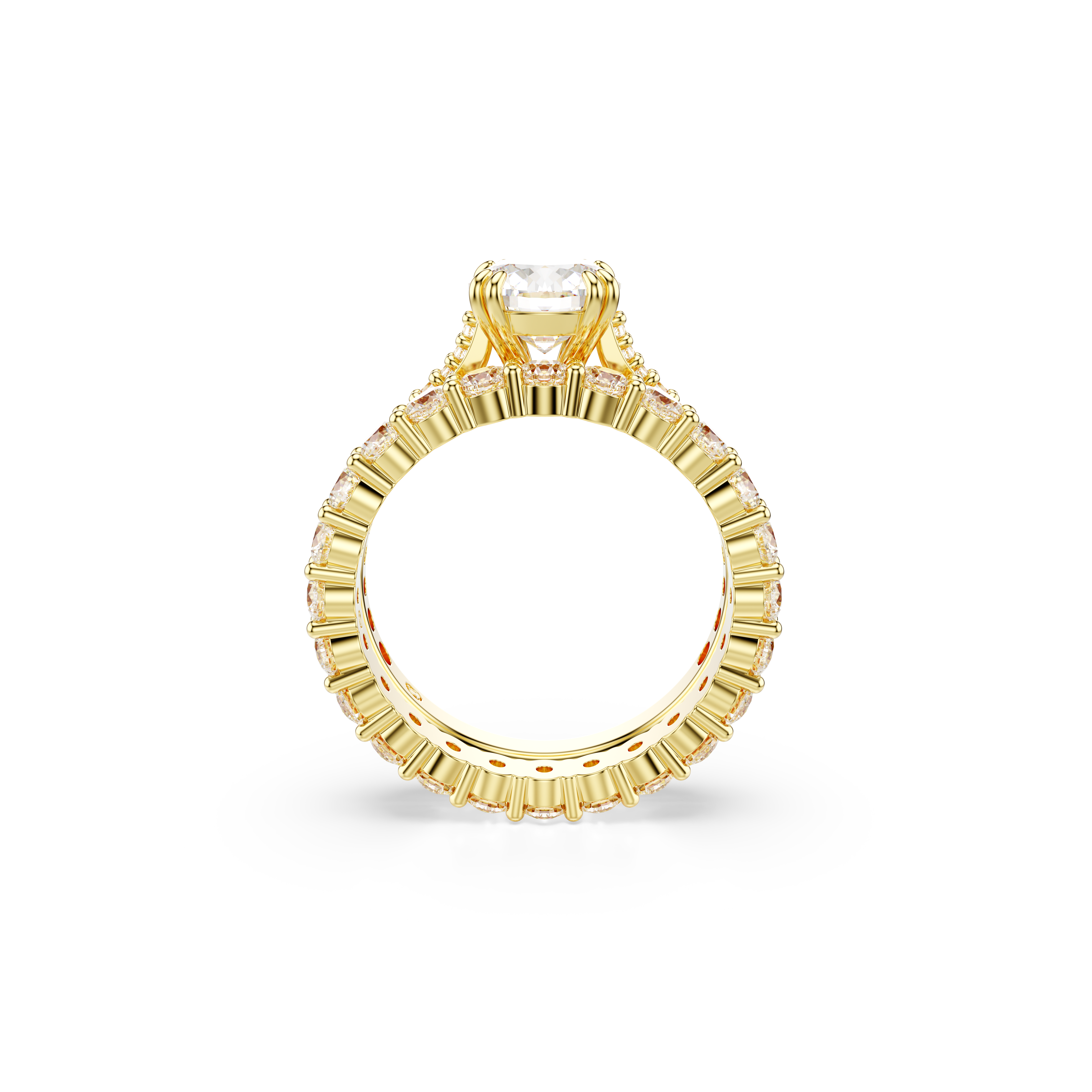 Swarovski Stilla ring, Set (2), Round cut, White, Gold-tone plated 5693510