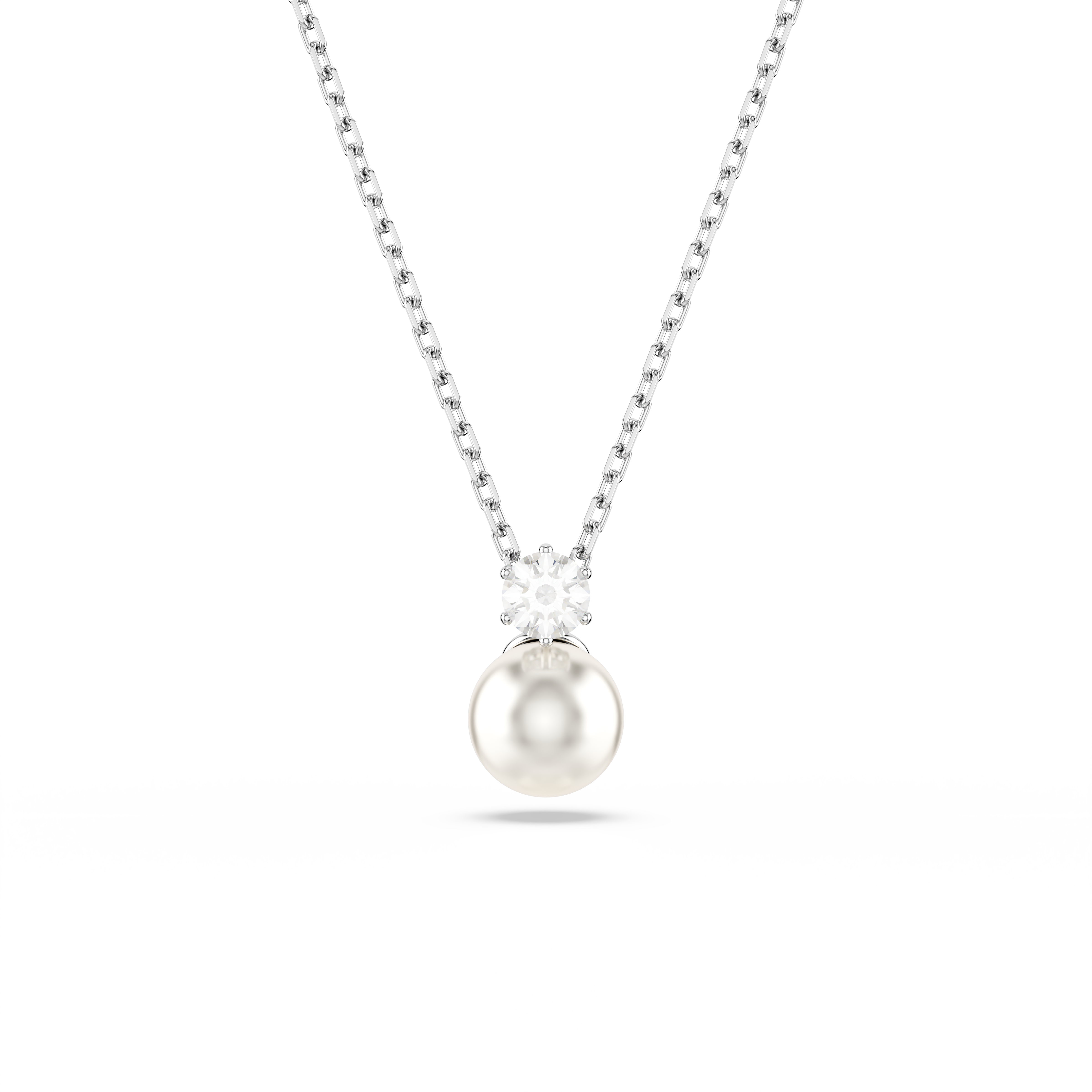 Swarovski Matrix pendant, Crystal pearl, Round cut, White, Rhodium plated 5693897