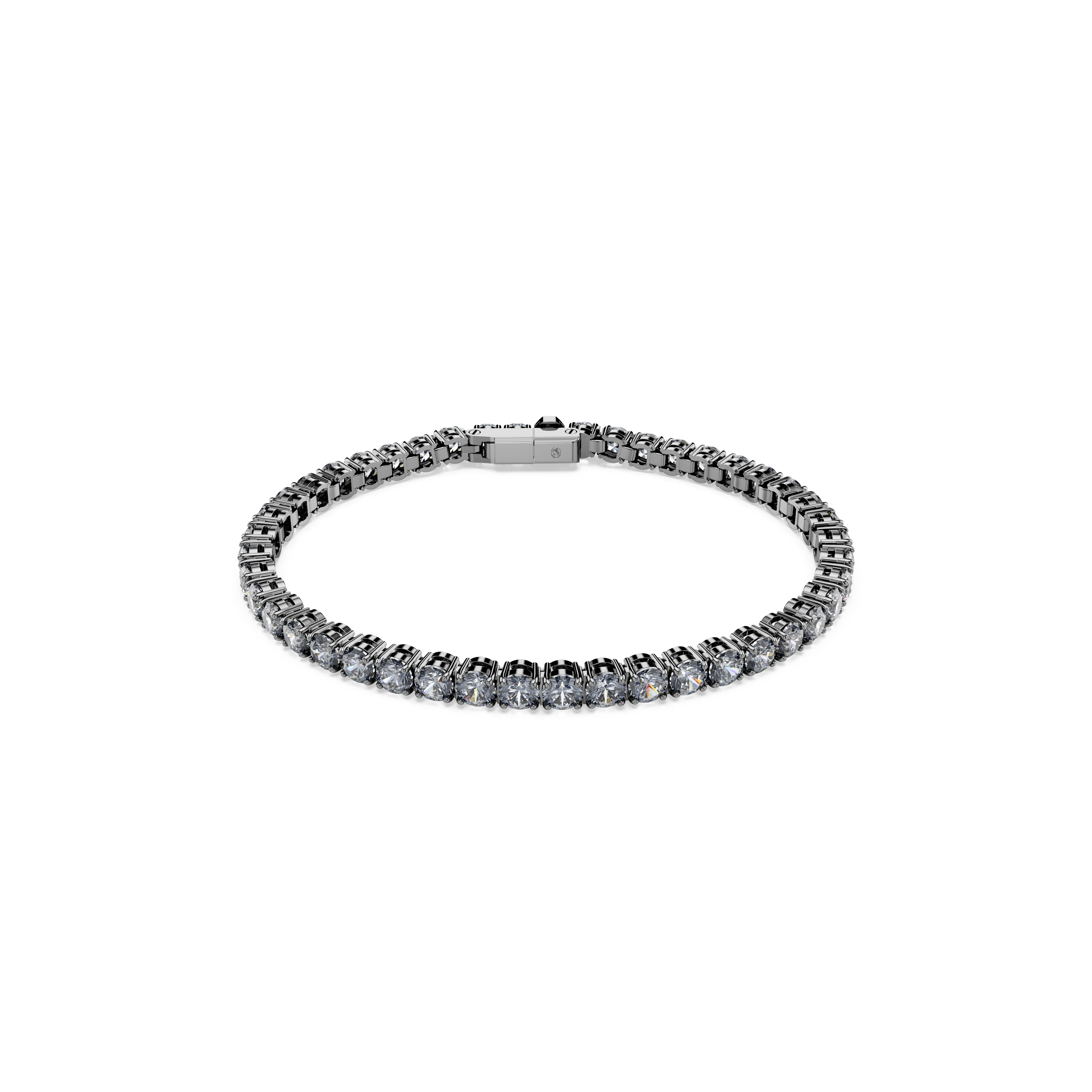 Swarovski Matrix Tennis bracelet, Round cut, Gray, Ruthenium plated 5693928