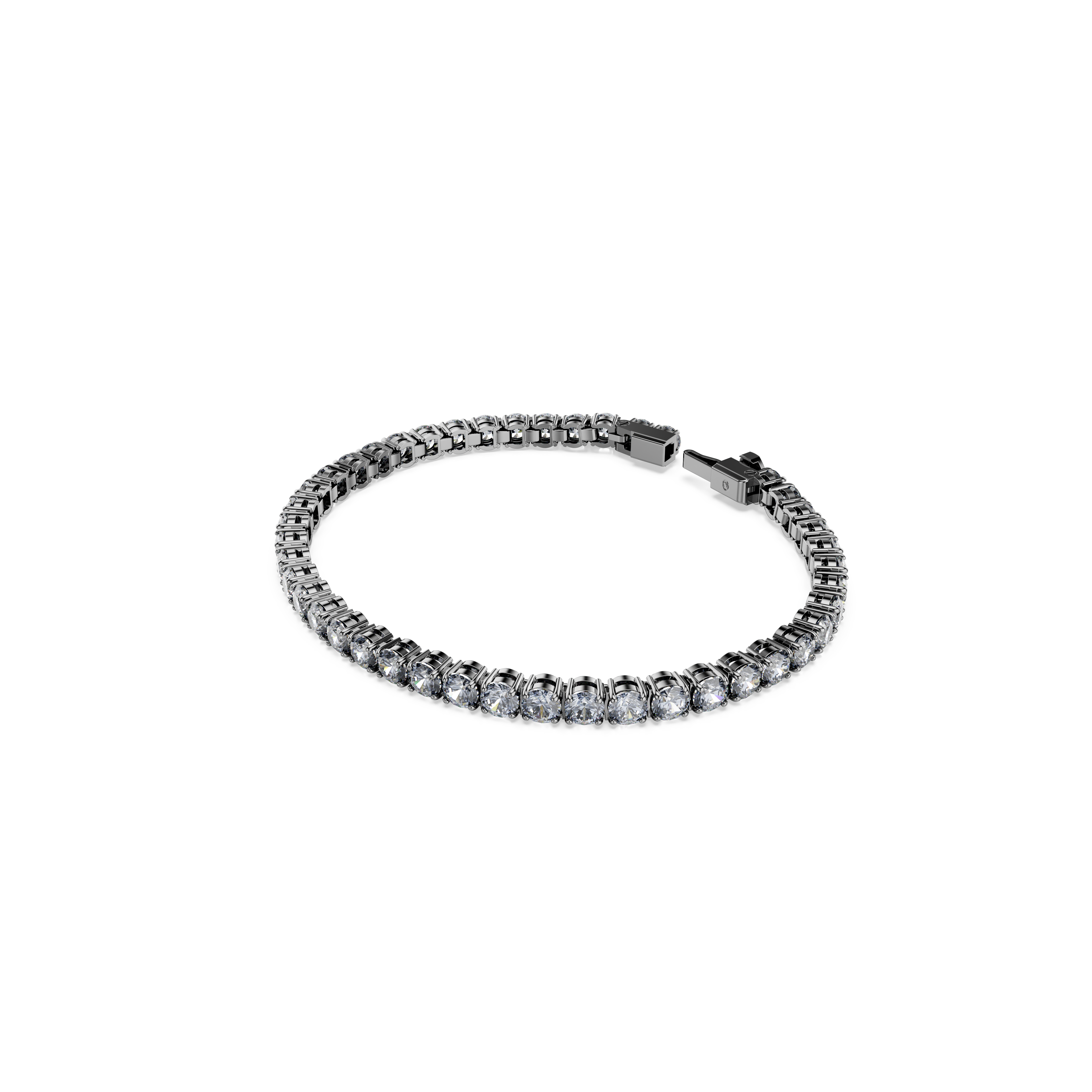 Swarovski Matrix Tennis bracelet, Round cut, Gray, Ruthenium plated 5693928