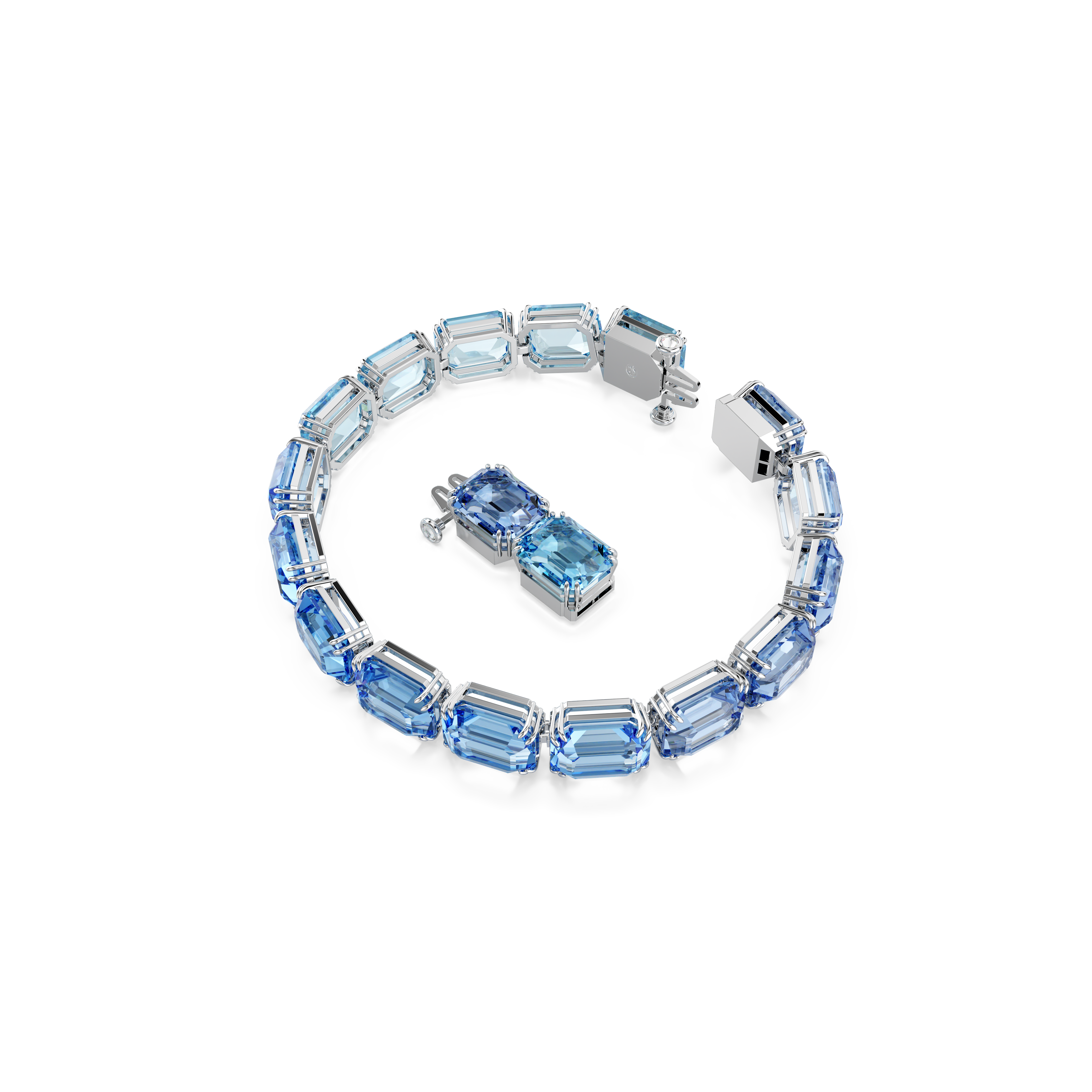 Swarovski Millenia bracelet, Octagon cut, Color gradient, Blue, Rhodium plated 5694135
