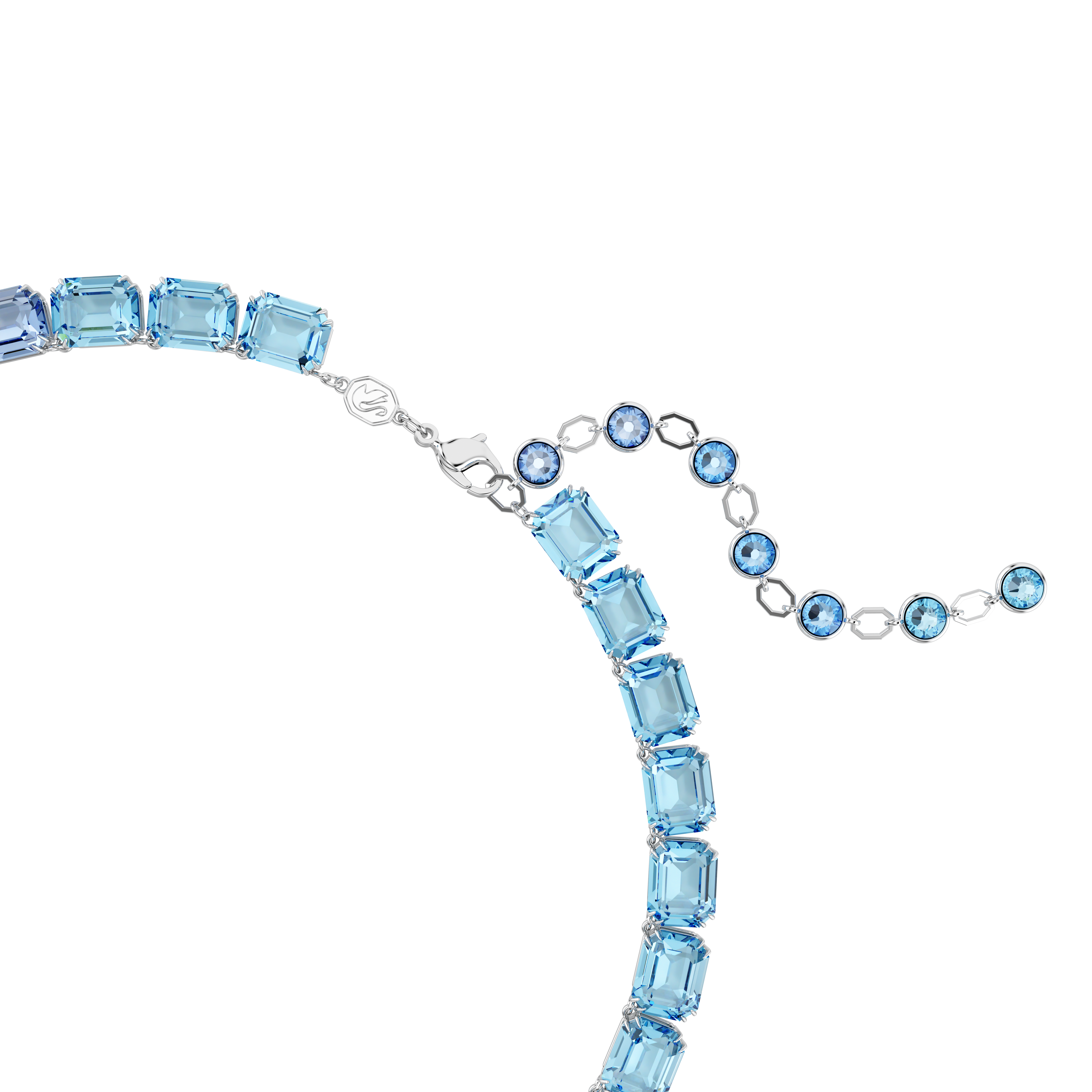 Swarovski Millenia necklace, Octagon cut, Color gradient, Blue, Rhodium plated 5694136