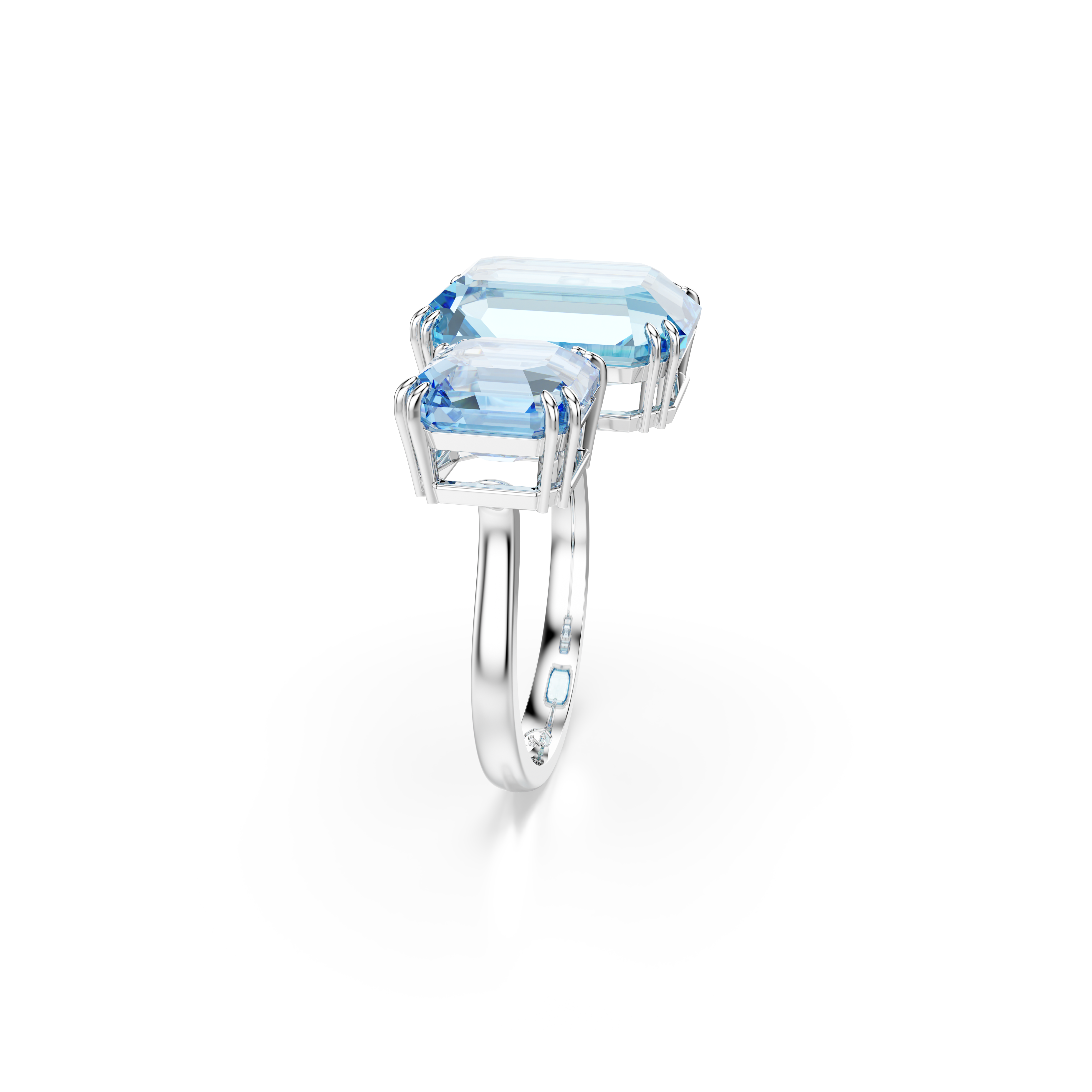 Swarovski Millenia open ring, Octagon cut, Blue, Rhodium plated 5694138