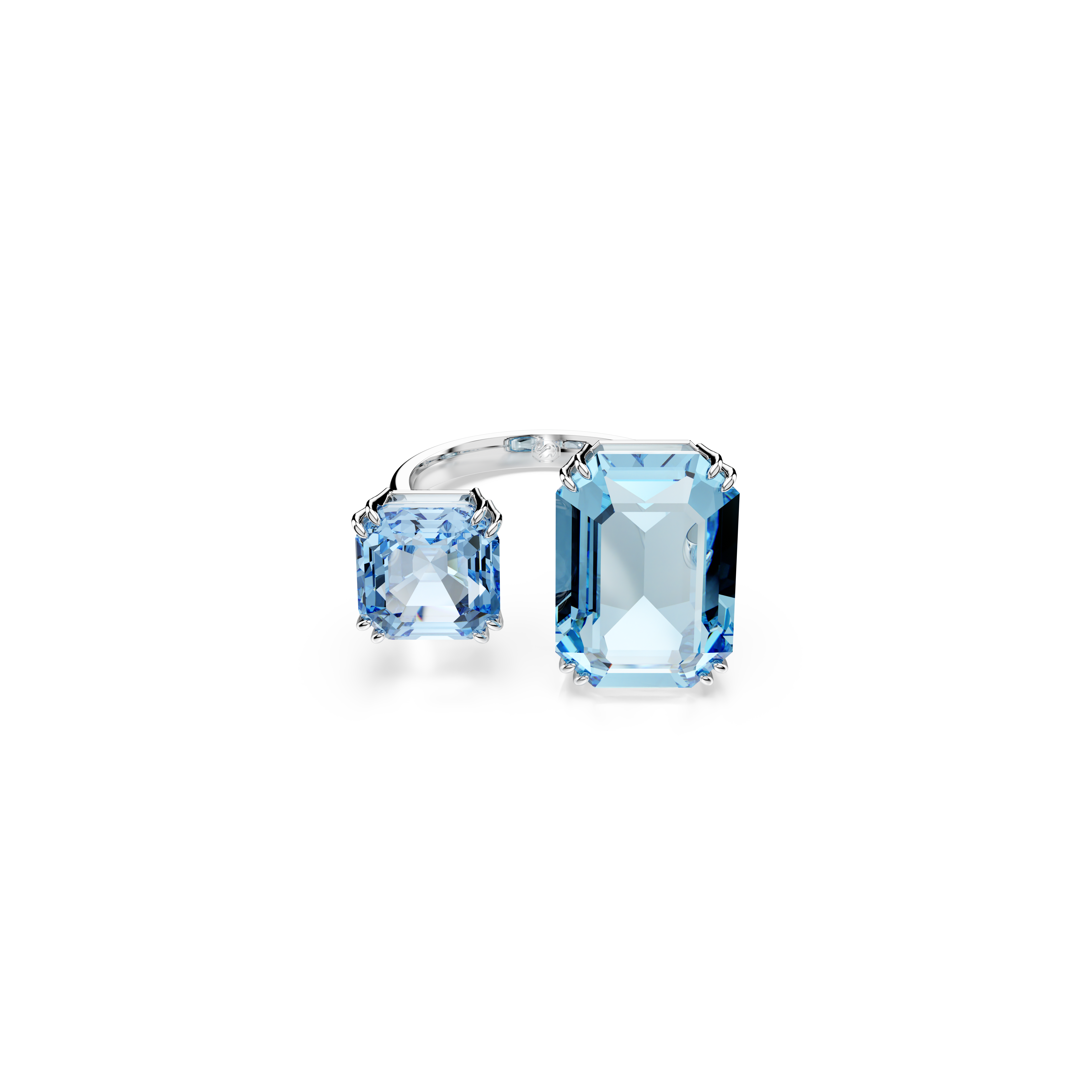 Swarovski Millenia open ring, Octagon cut, Blue, Rhodium plated 5694140