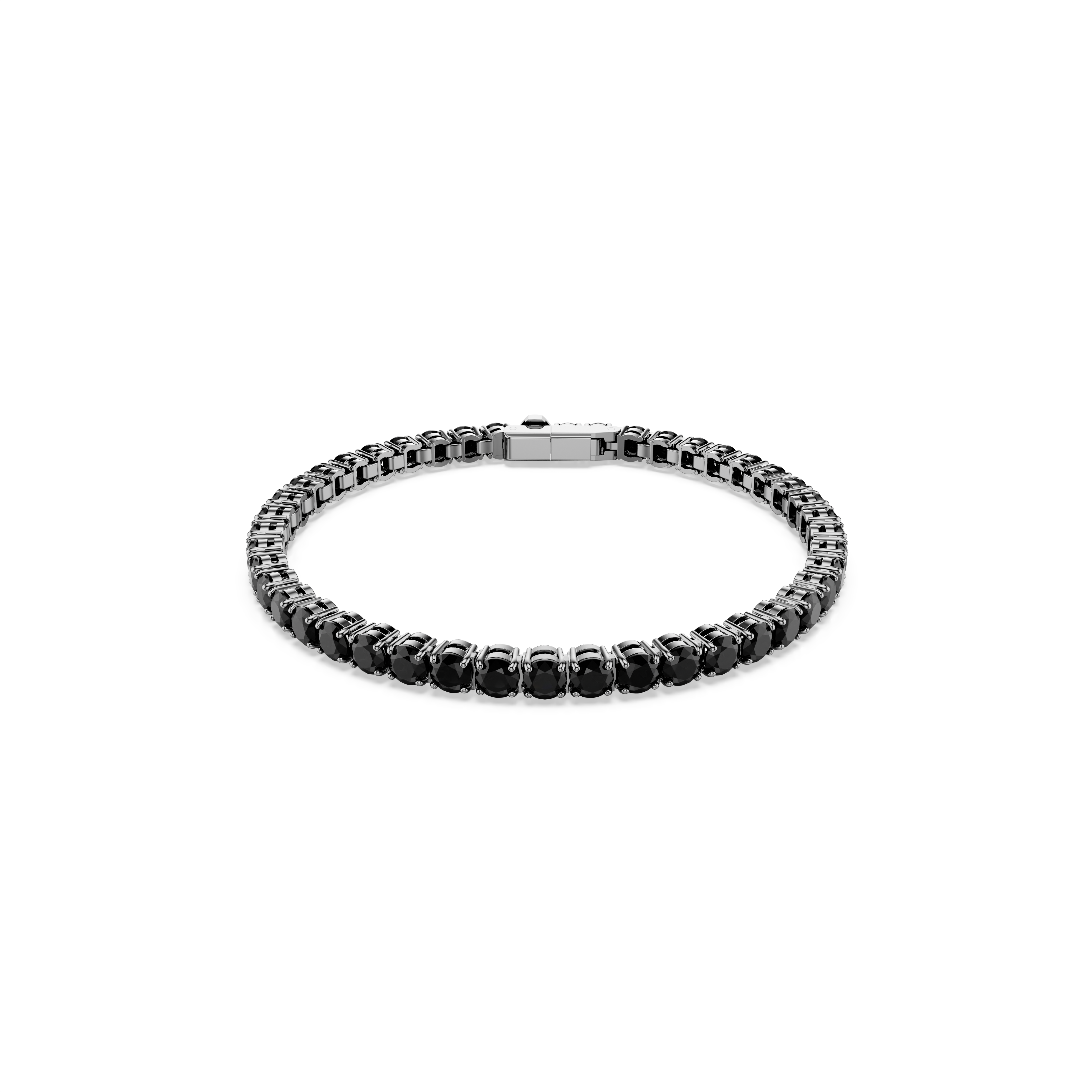Swarovski Matrix Tennis bracelet, Round cut, Black, Ruthenium plated 5696030