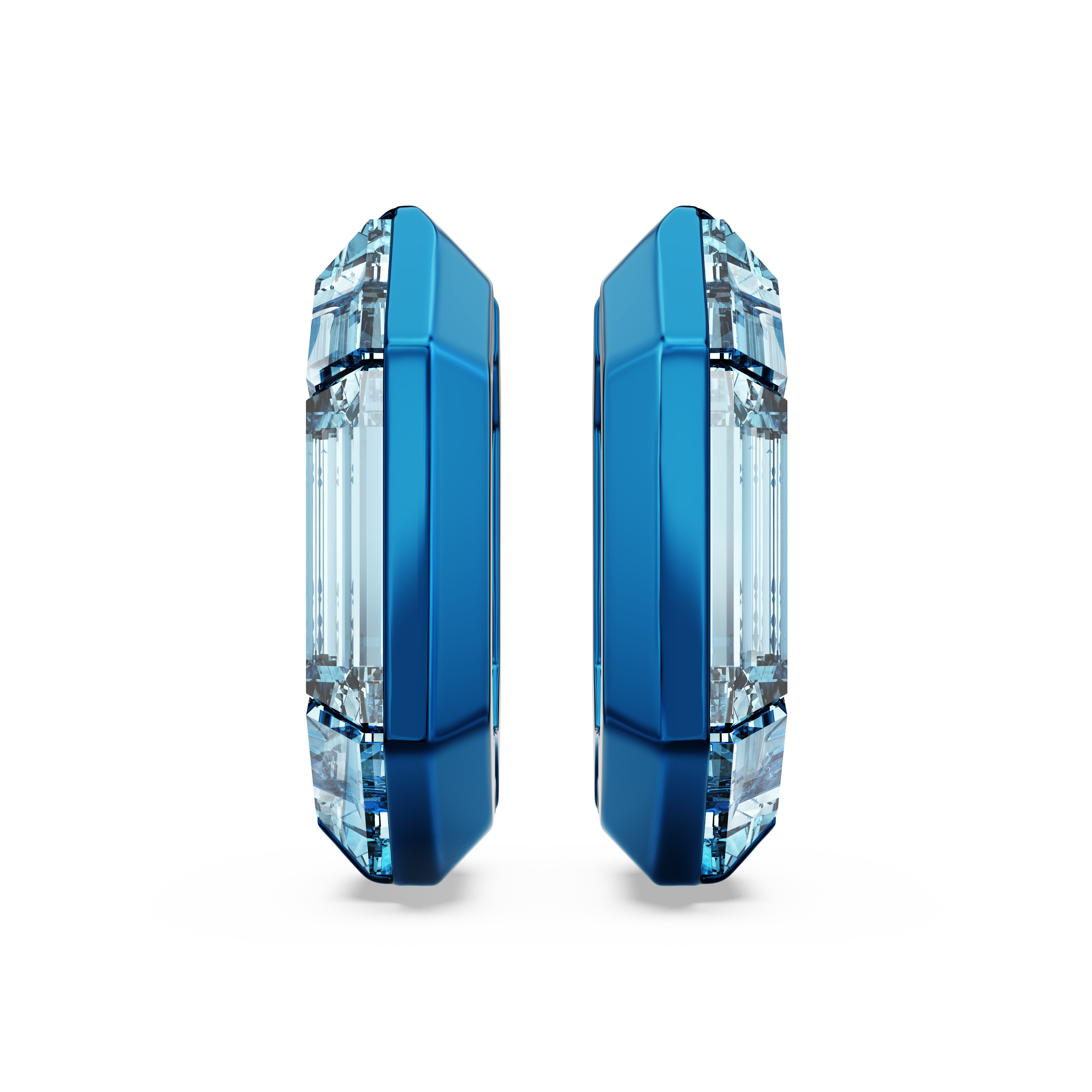 Swarovski Lucent hoop earrings, Octagon shape, Small, Blue 5696038