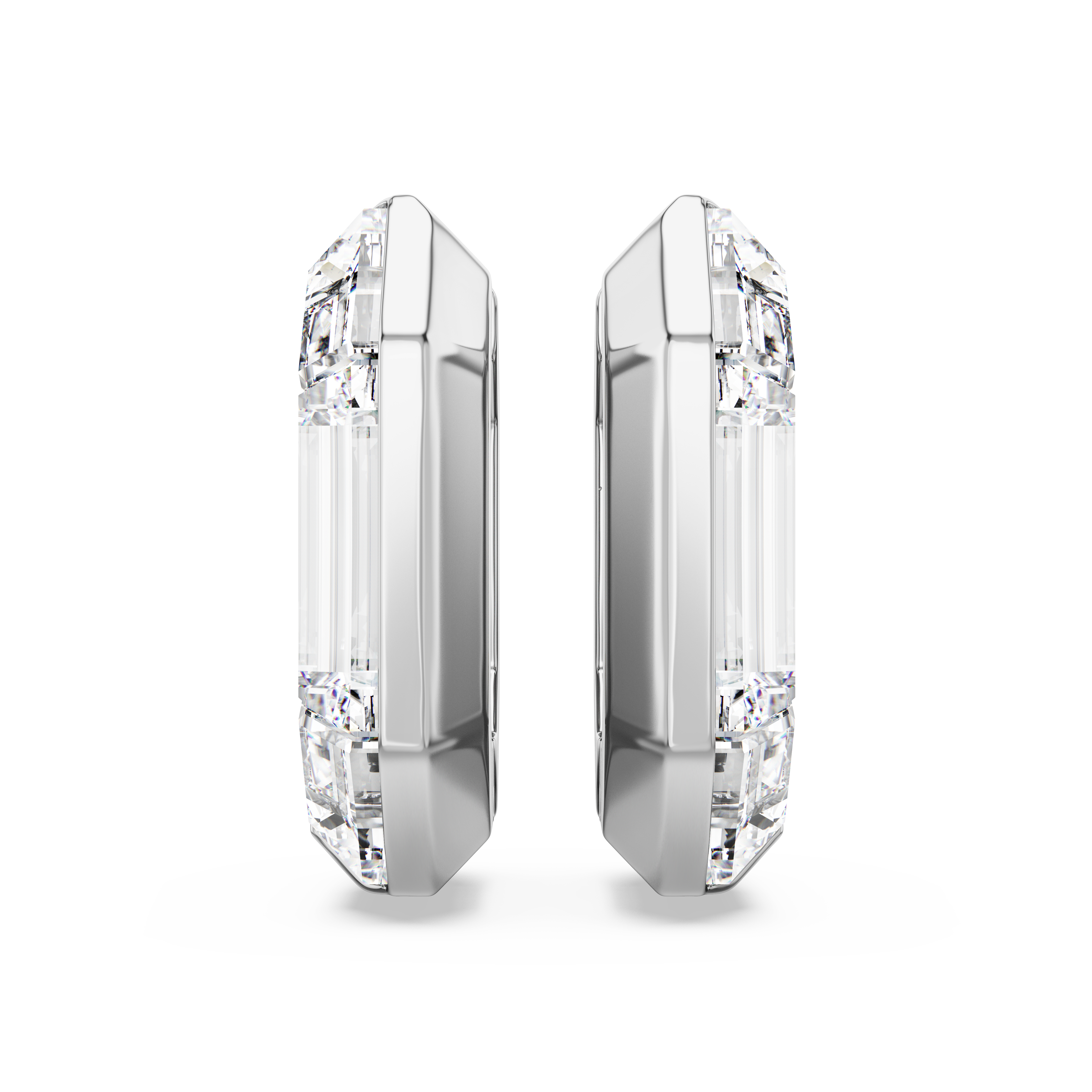 Swarovski Lucent hoop earrings, Octagon shape, Small, White 5696289