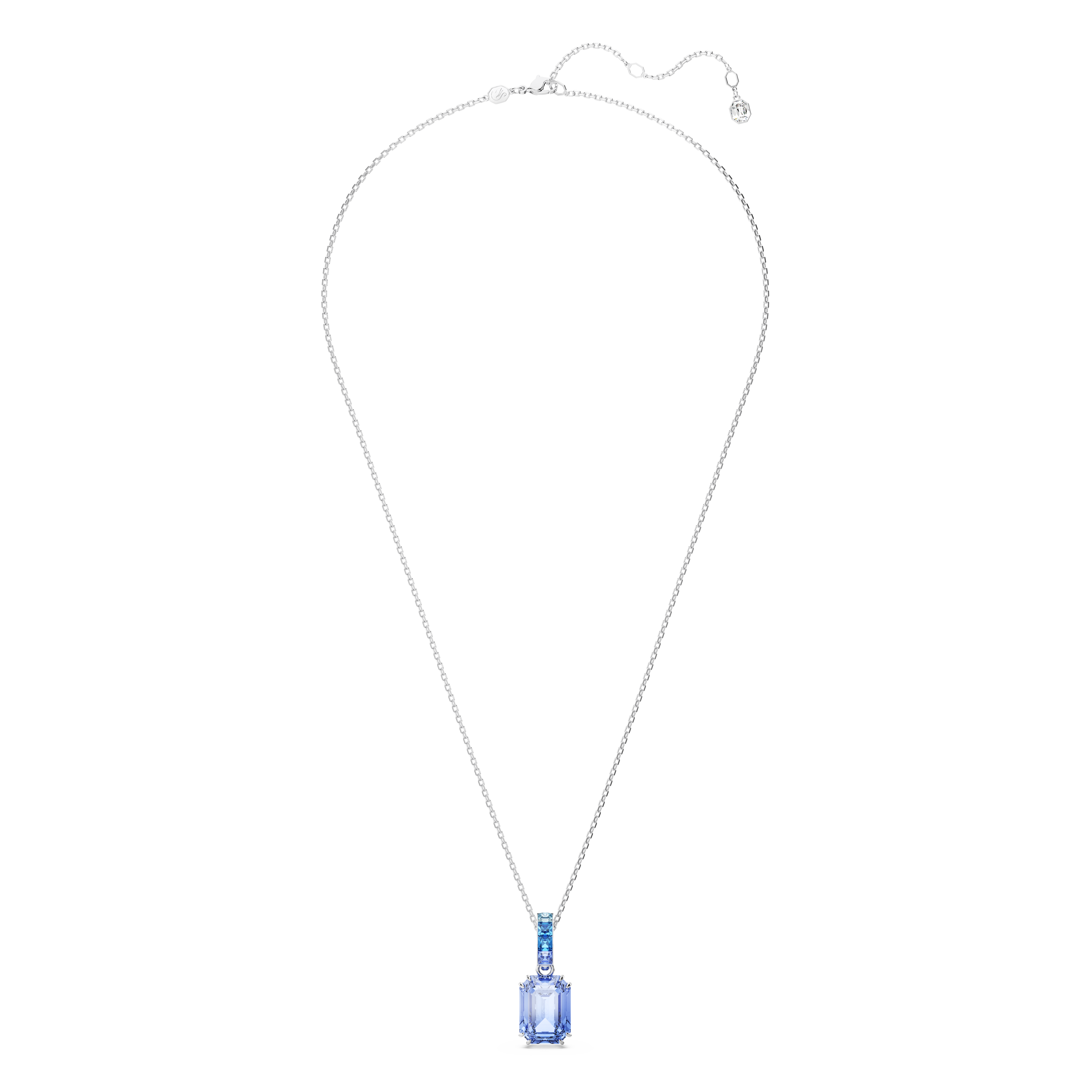 Swarovski Millenia pendant, Octagon cut, Blue, Rhodium plated 5696518