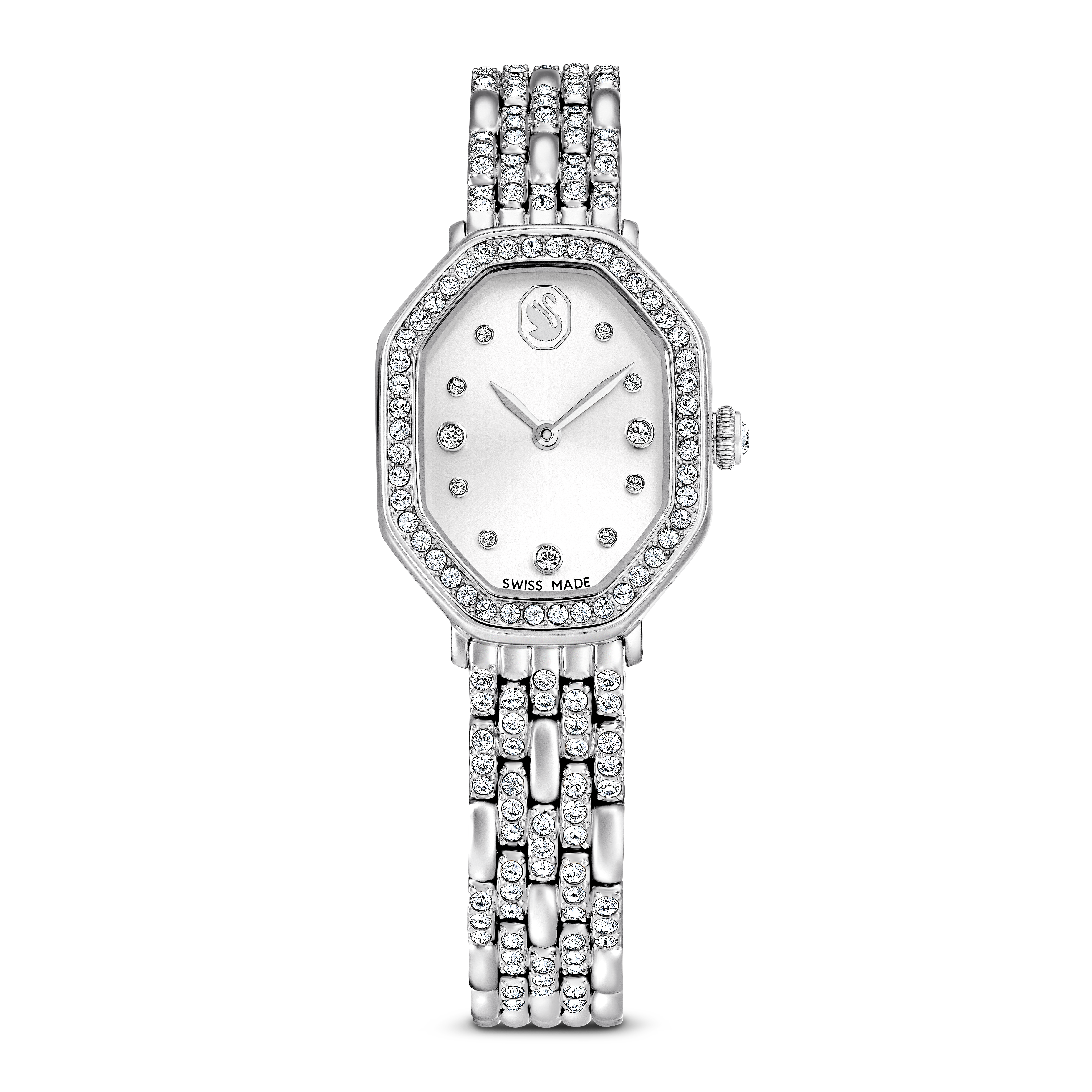Swarovski Dextera octagon watch, Swiss Made, Metal bracelet, Silver tone, Stainless steel 5698690