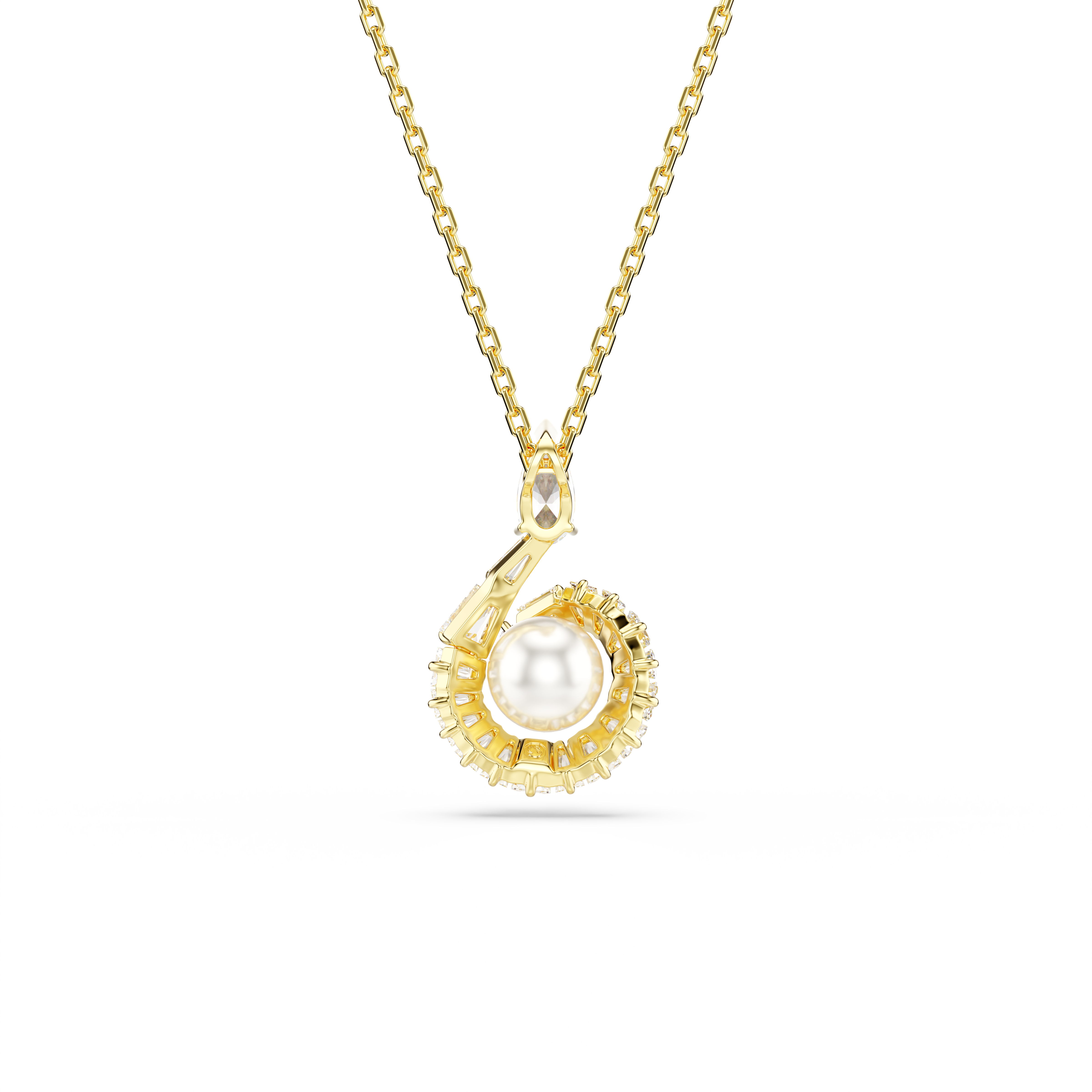 Swarovski Snake pendant, Crystal pearl, Mixed cuts, Year of the Snake, White, Gold-tone plated 5698887