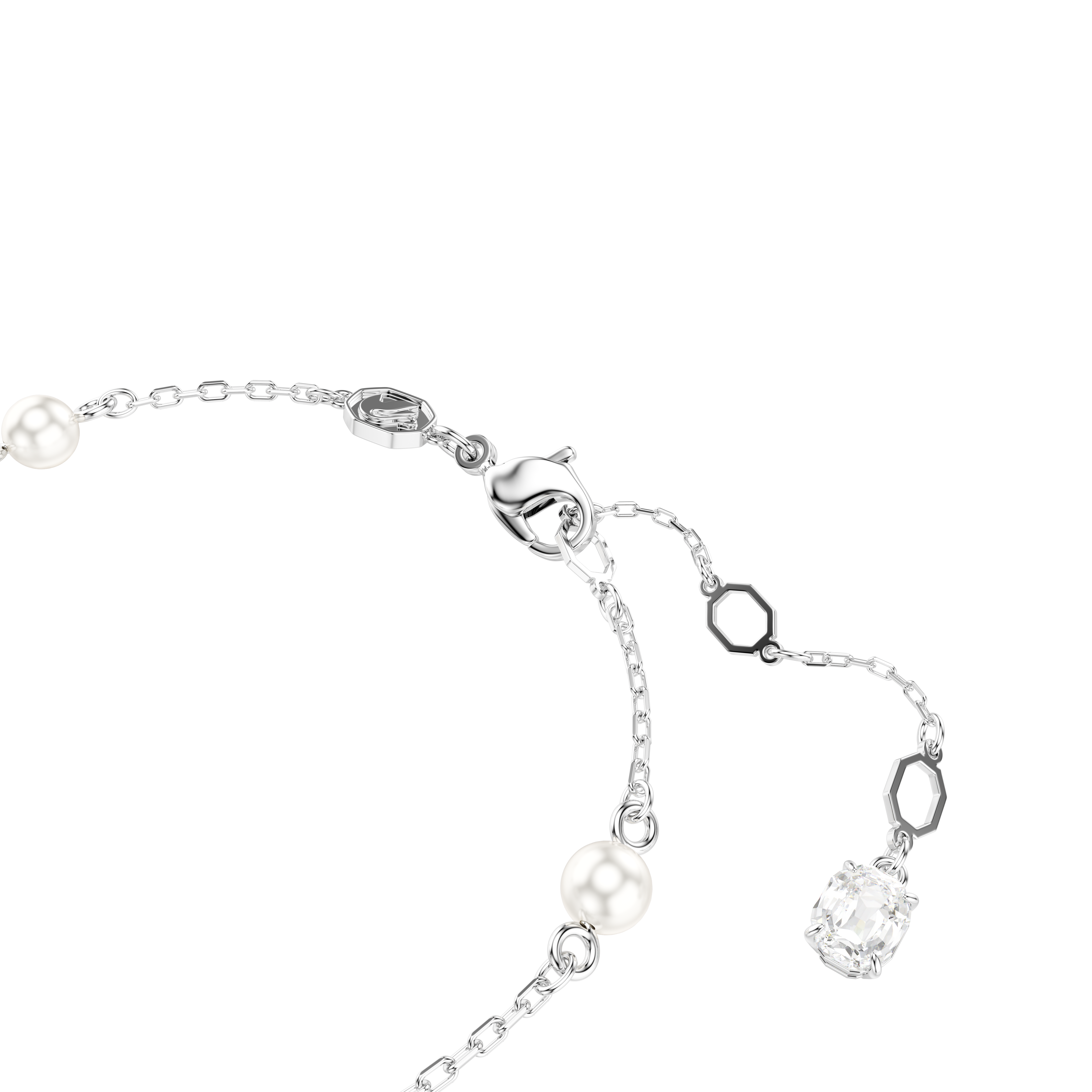 Swarovski Snake bracelet, Crystal pearl, Mixed cuts, Year of the Snake, White, Rhodium plated 5698889