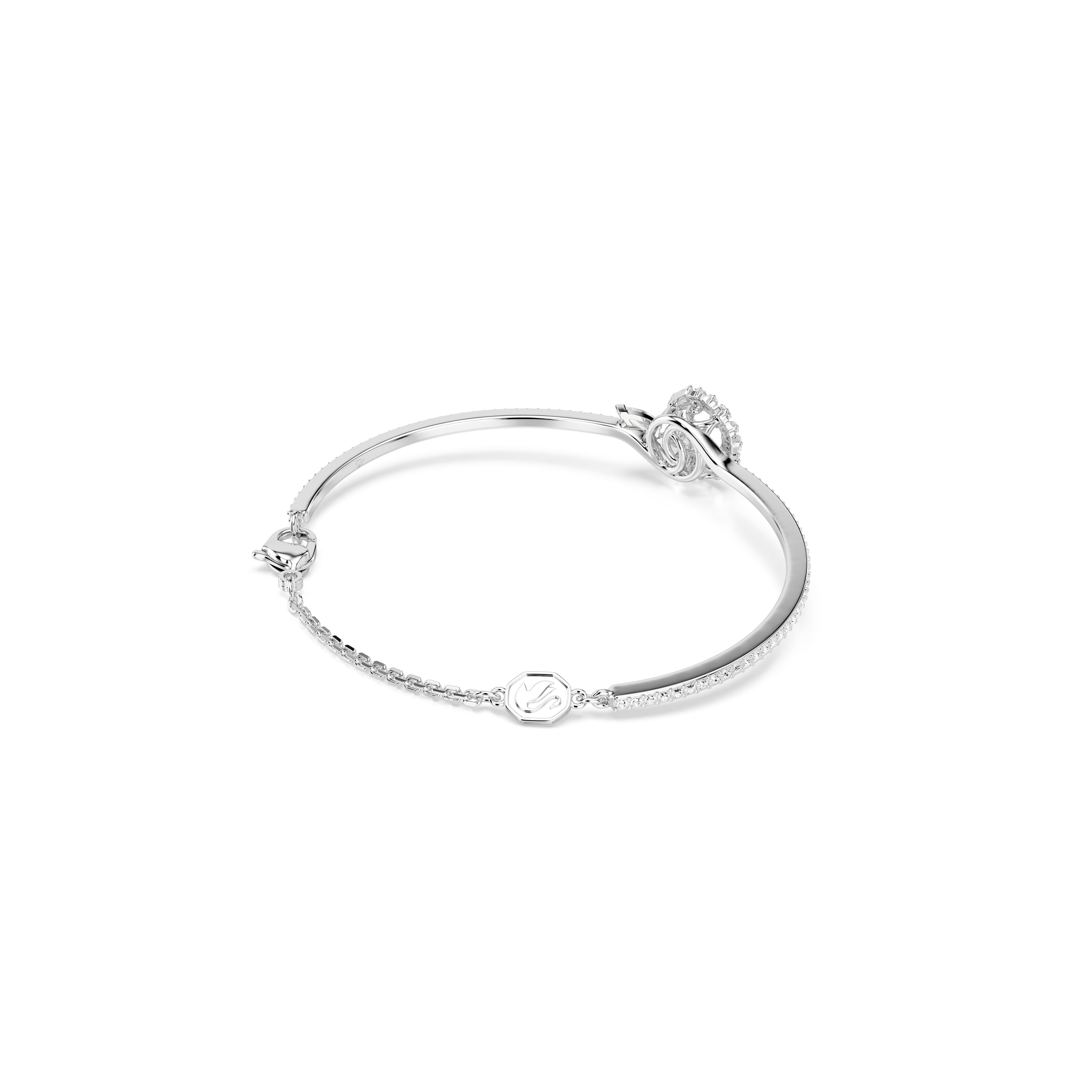 Swarovski Snake bracelet, Mixed cuts, Year of the Snake, White, Rhodium plated 5698892