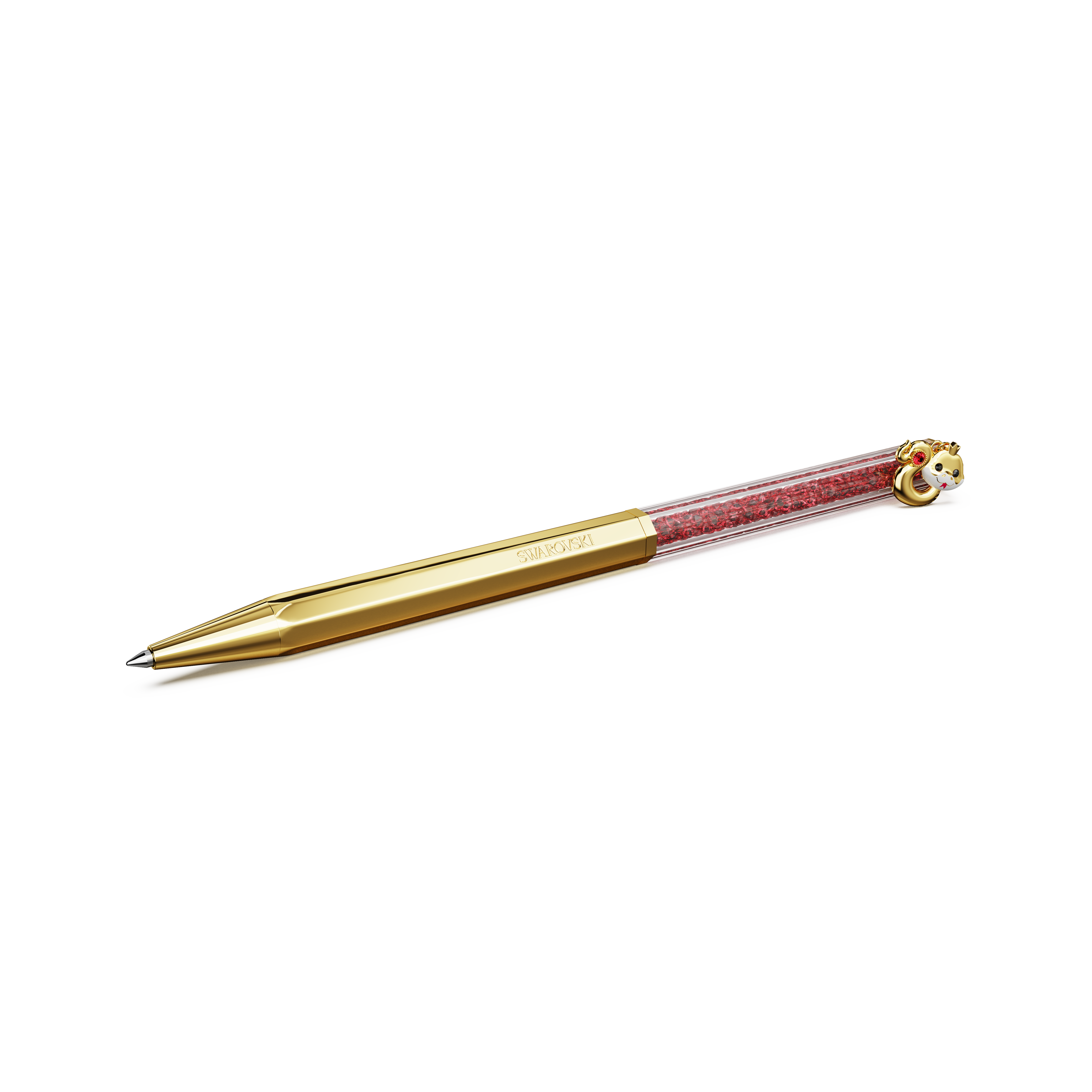 Swarovski Crystalline Chinese New Year ballpoint pen, Octagon shape, Year of the snake, Red, Gold-tone plated 5699334