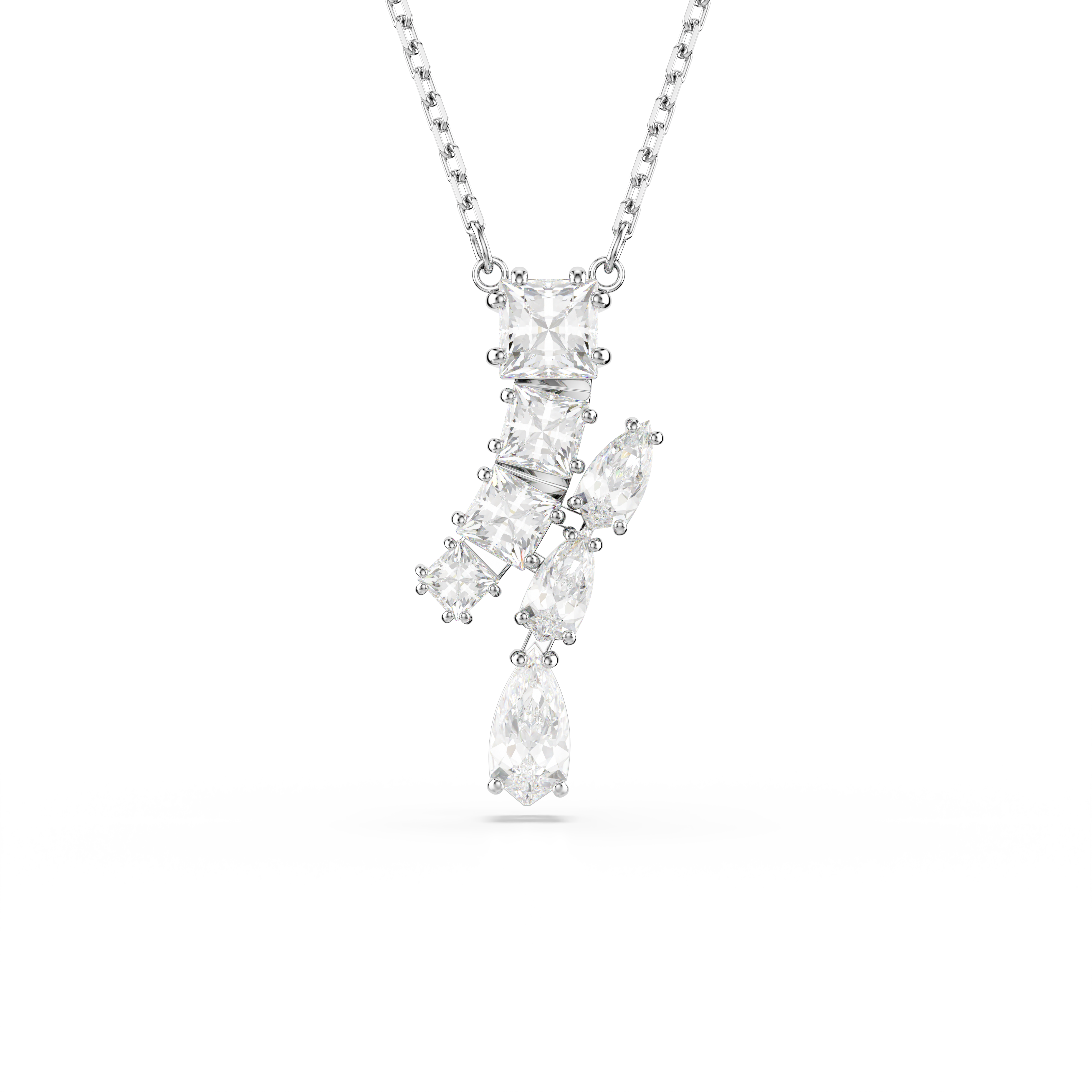 Swarovski Matrix pendant, Mixed cuts, White, Rhodium plated 5700420