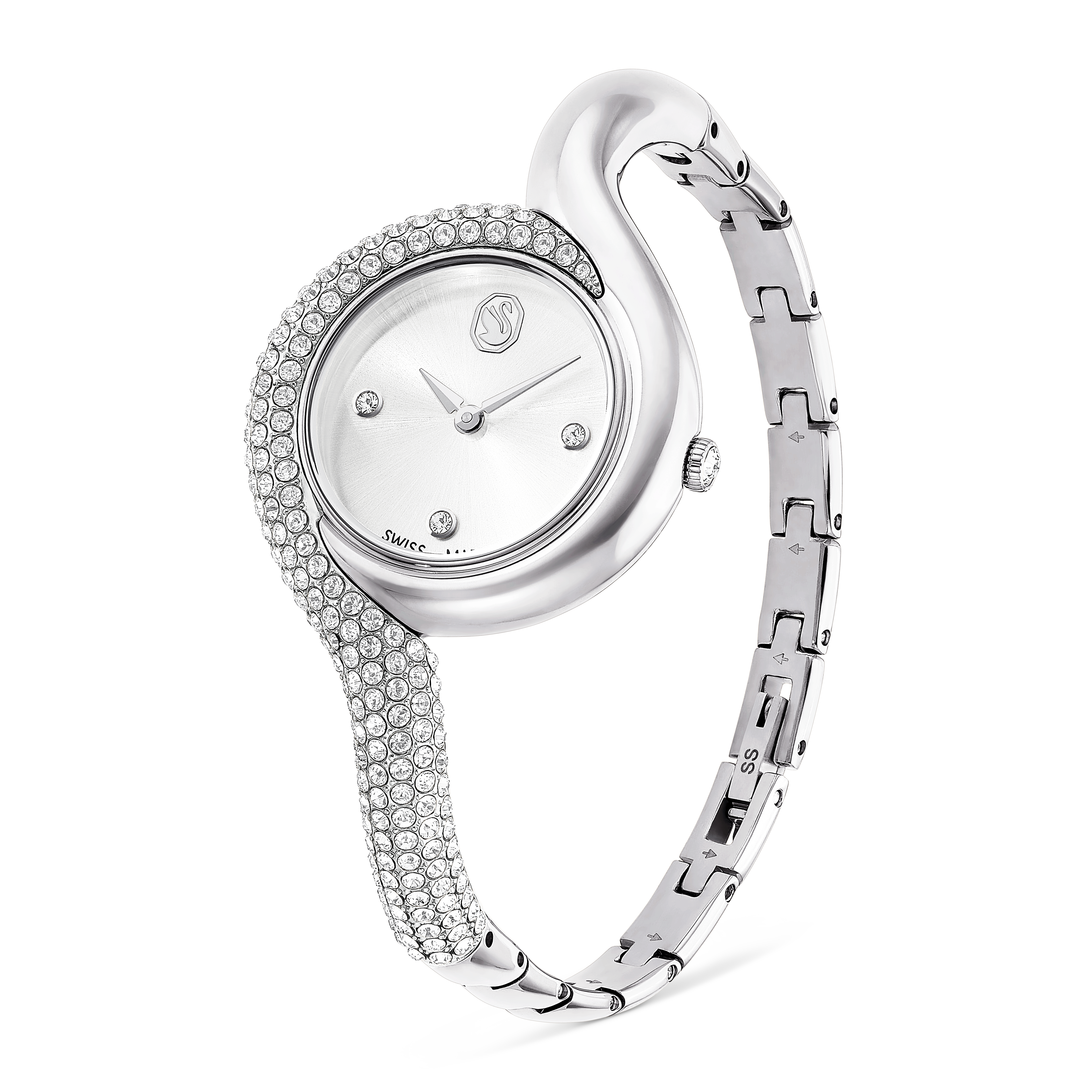 Swarovski Dextera asymmetric watch, Swiss Made, Metal bracelet, Silver tone, Stainless Steel 5700996
