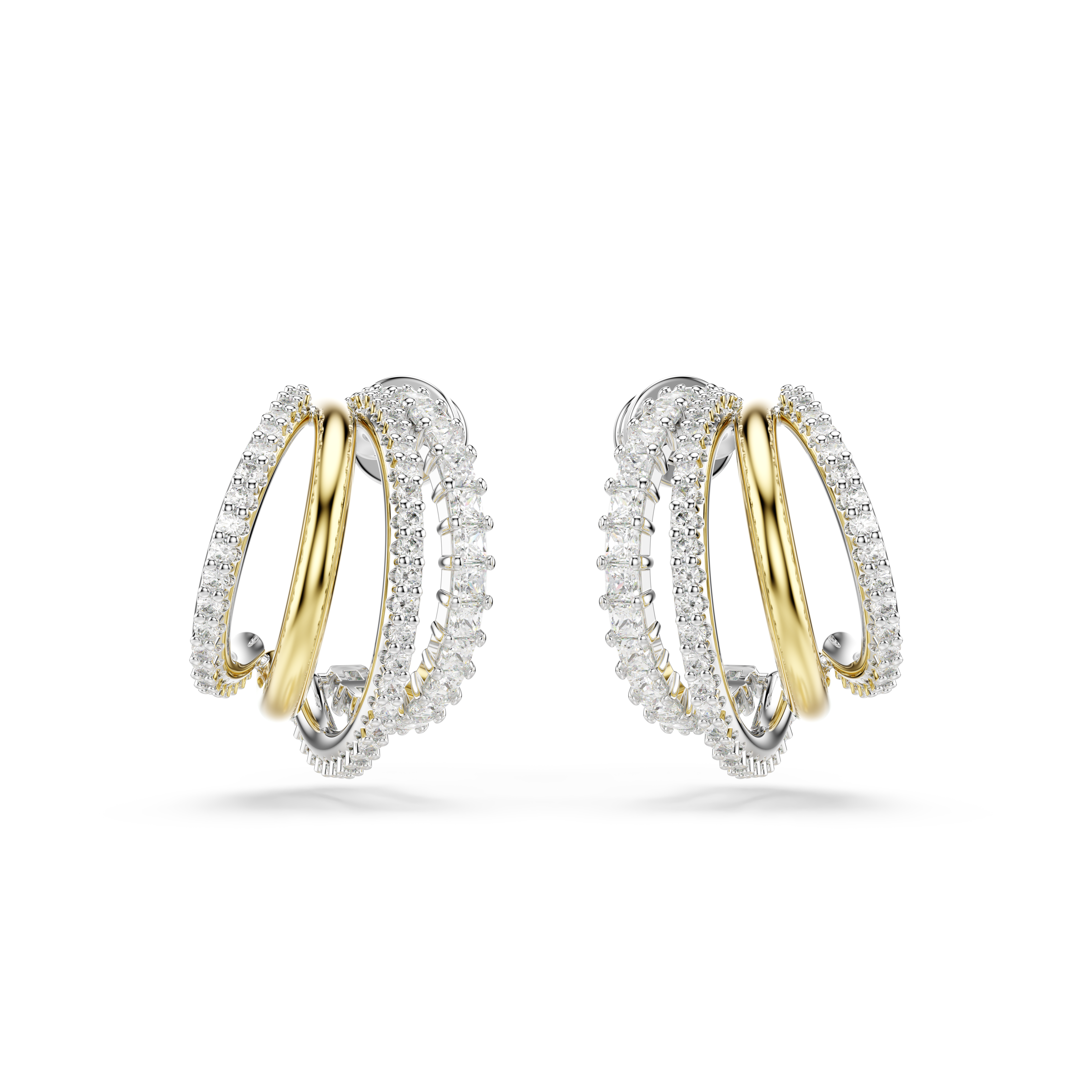 Swarovski Hyperbola hoop earrings, Mixed cuts, Mini, White, Mixed metal finish 5701590