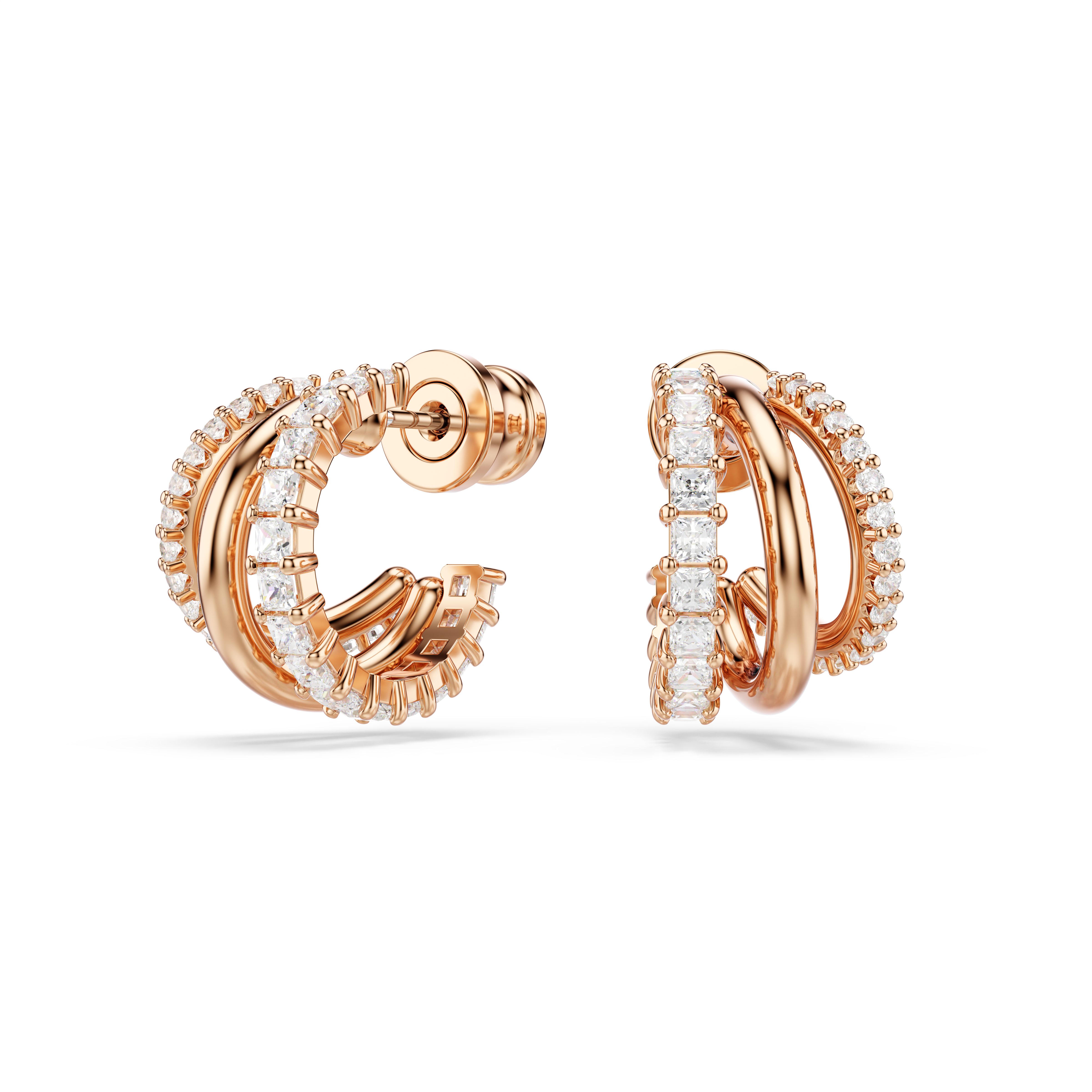 Swarovski Hyperbola hoop earrings, Mixed cuts, Mini, White, Rose gold-tone plated 5701591