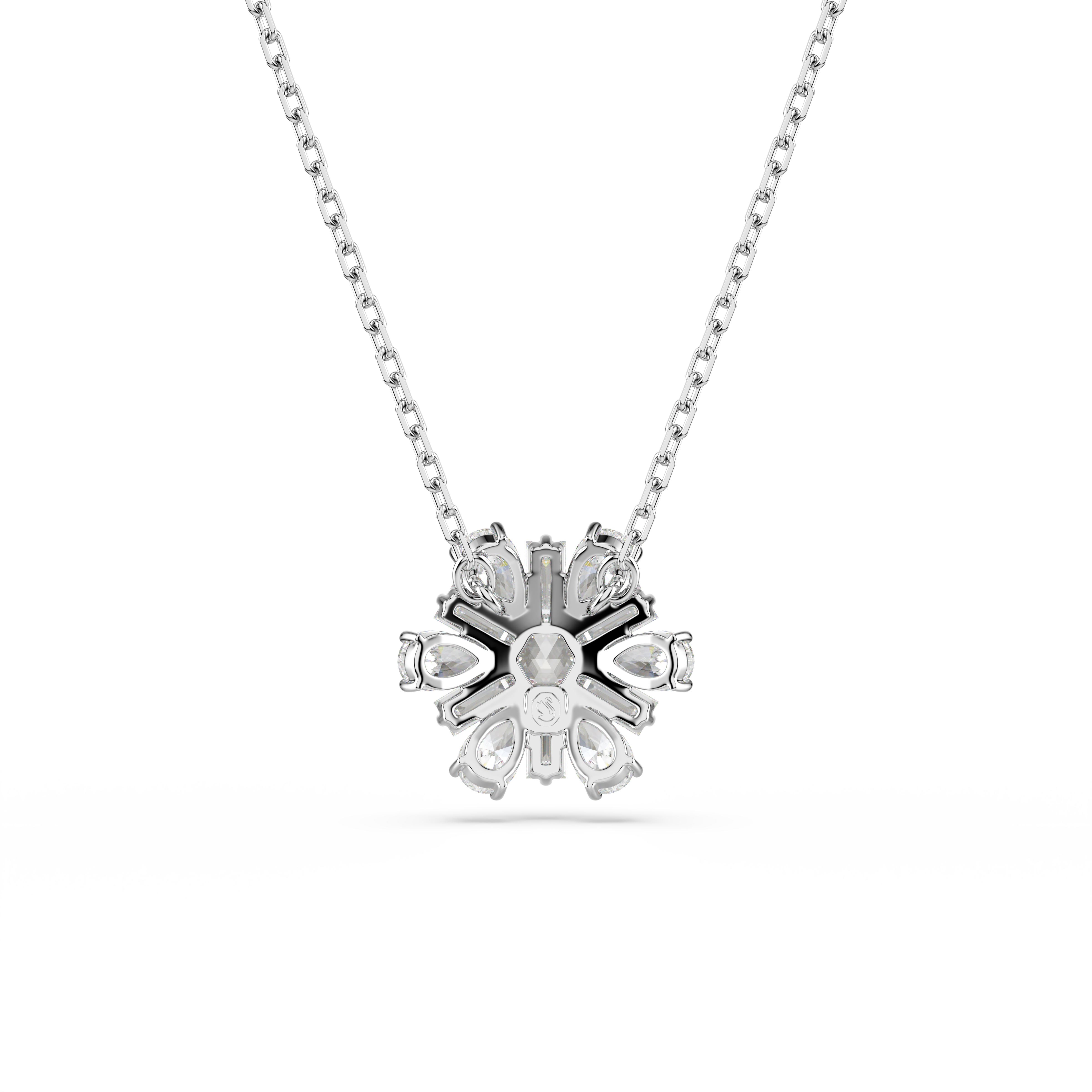 Swarovski Idyllia pendant, Mixed cuts, Snowflake, White, Rhodium plated 5701592