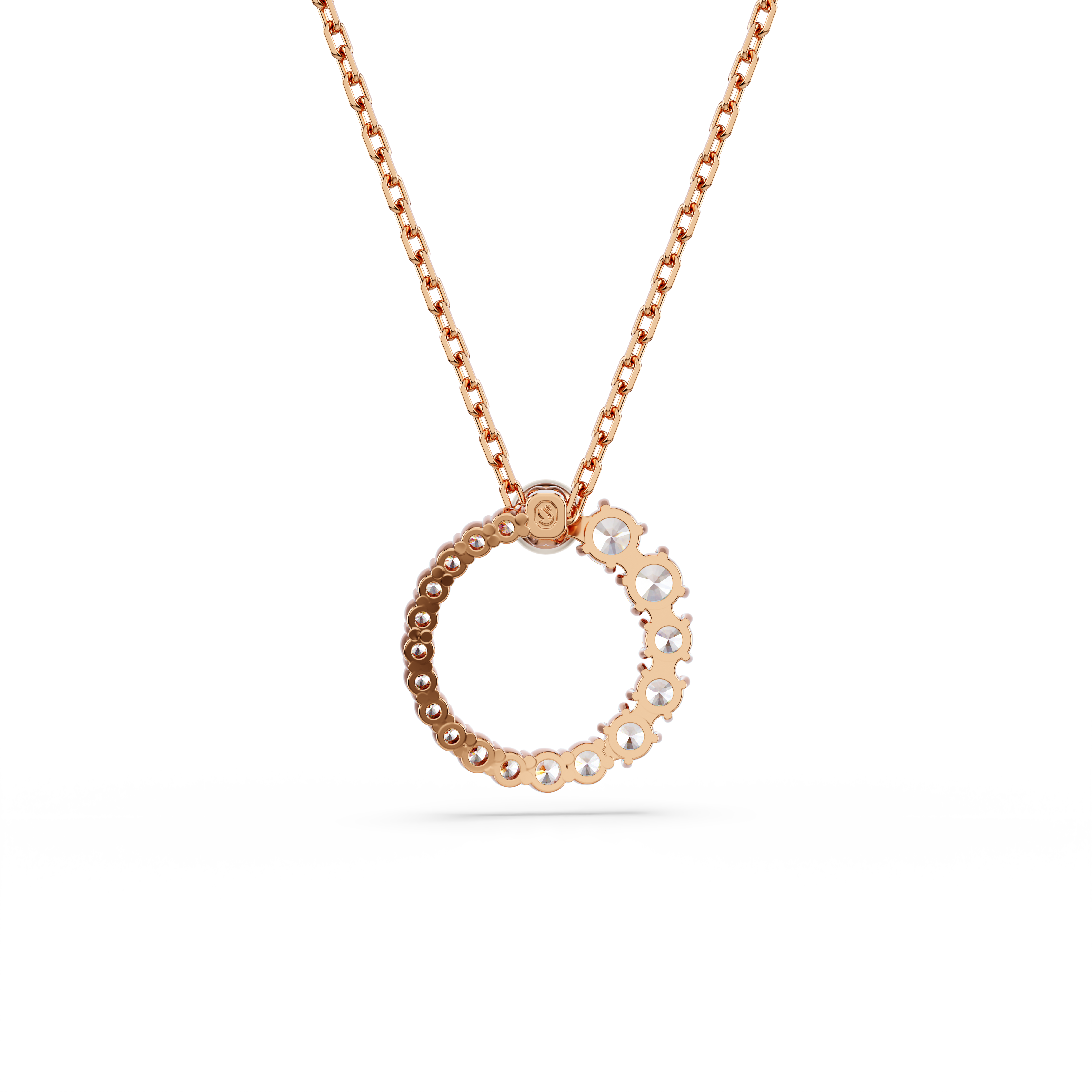 Swarovski Matrix pendant, Crystal pearl, Round cut, White, Rose gold-tone plated 5701598