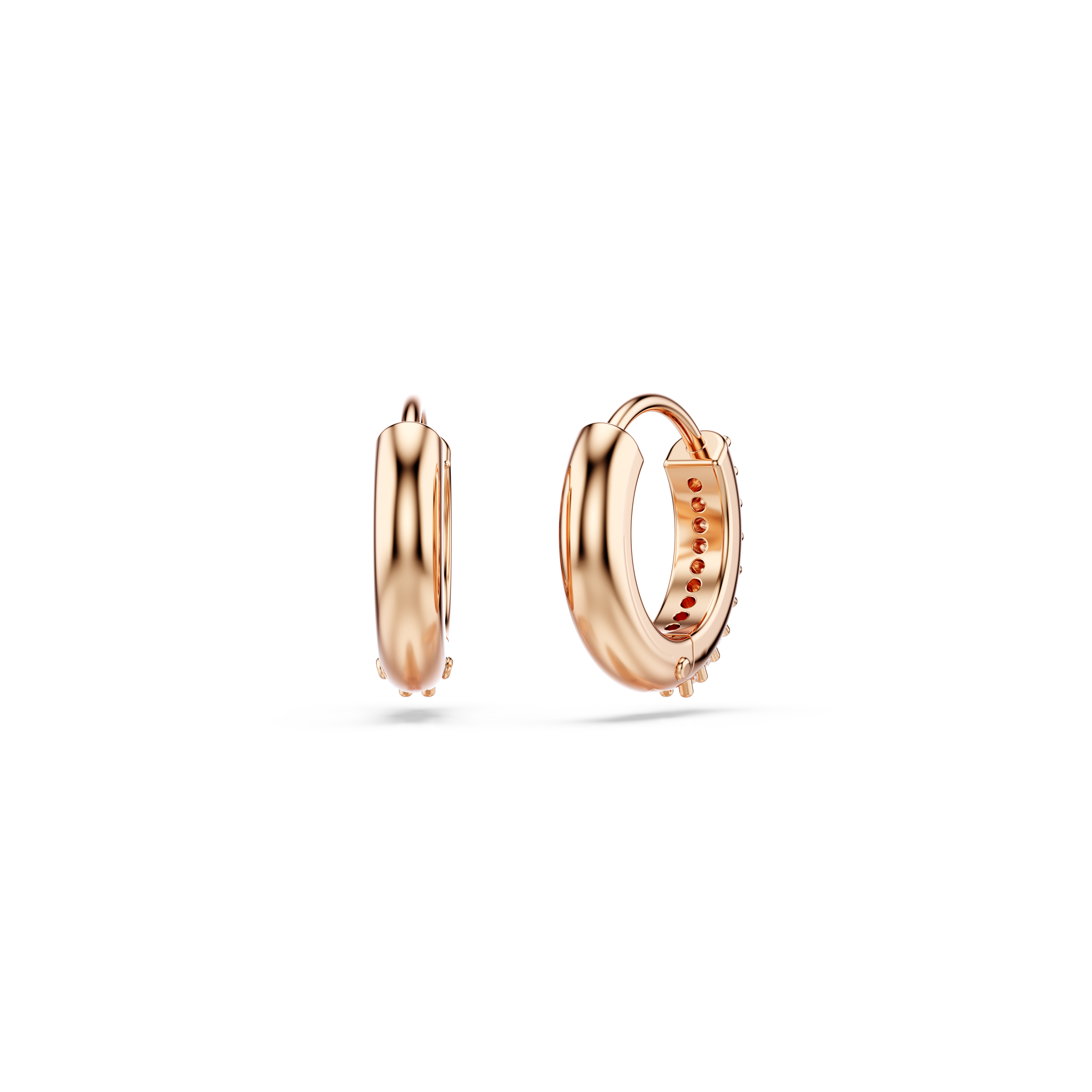 Swarovski Matrix hoop earrings, Round cut, White, Rose gold-tone plated 5701601