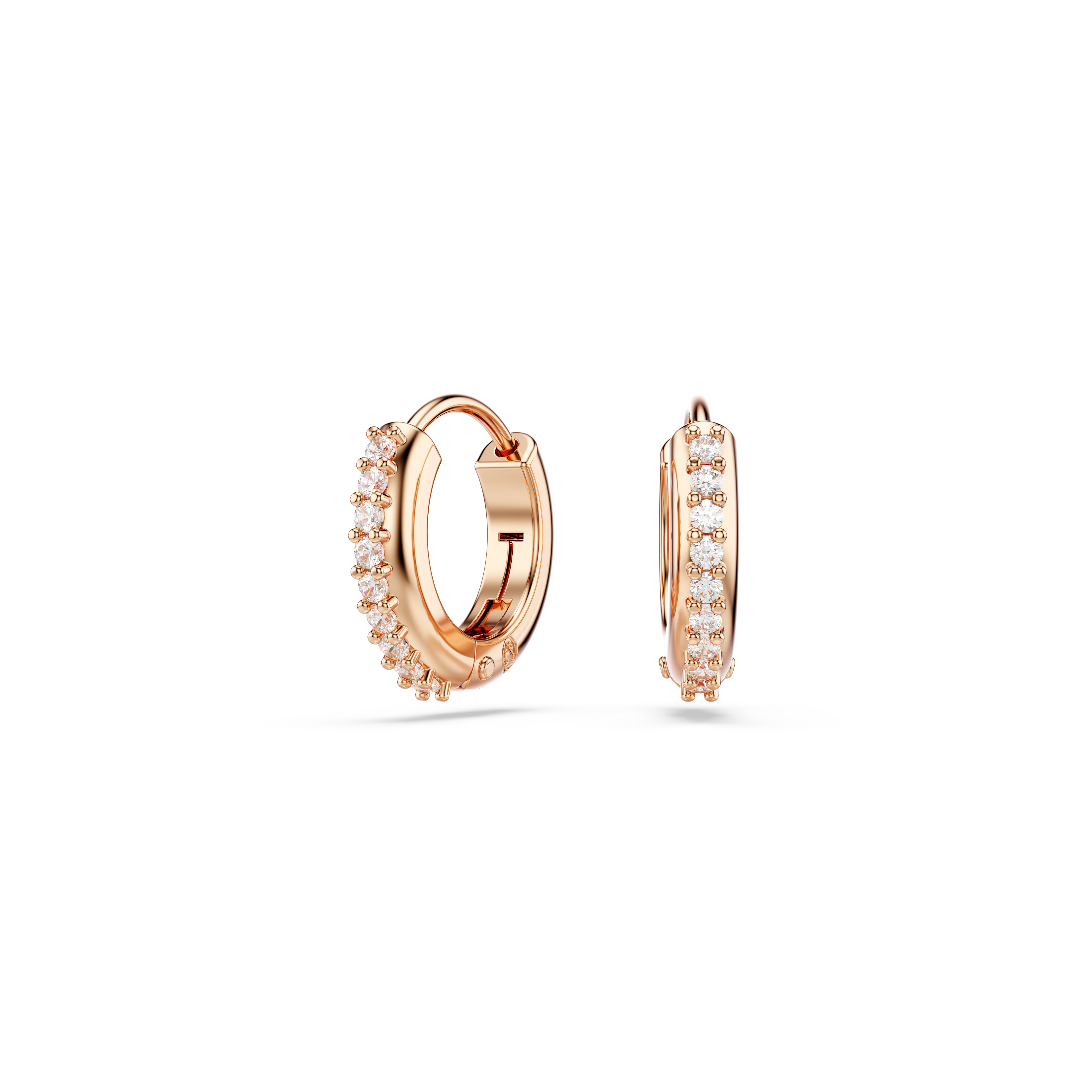 Swarovski Matrix hoop earrings, Round cut, White, Rose gold-tone plated 5701601