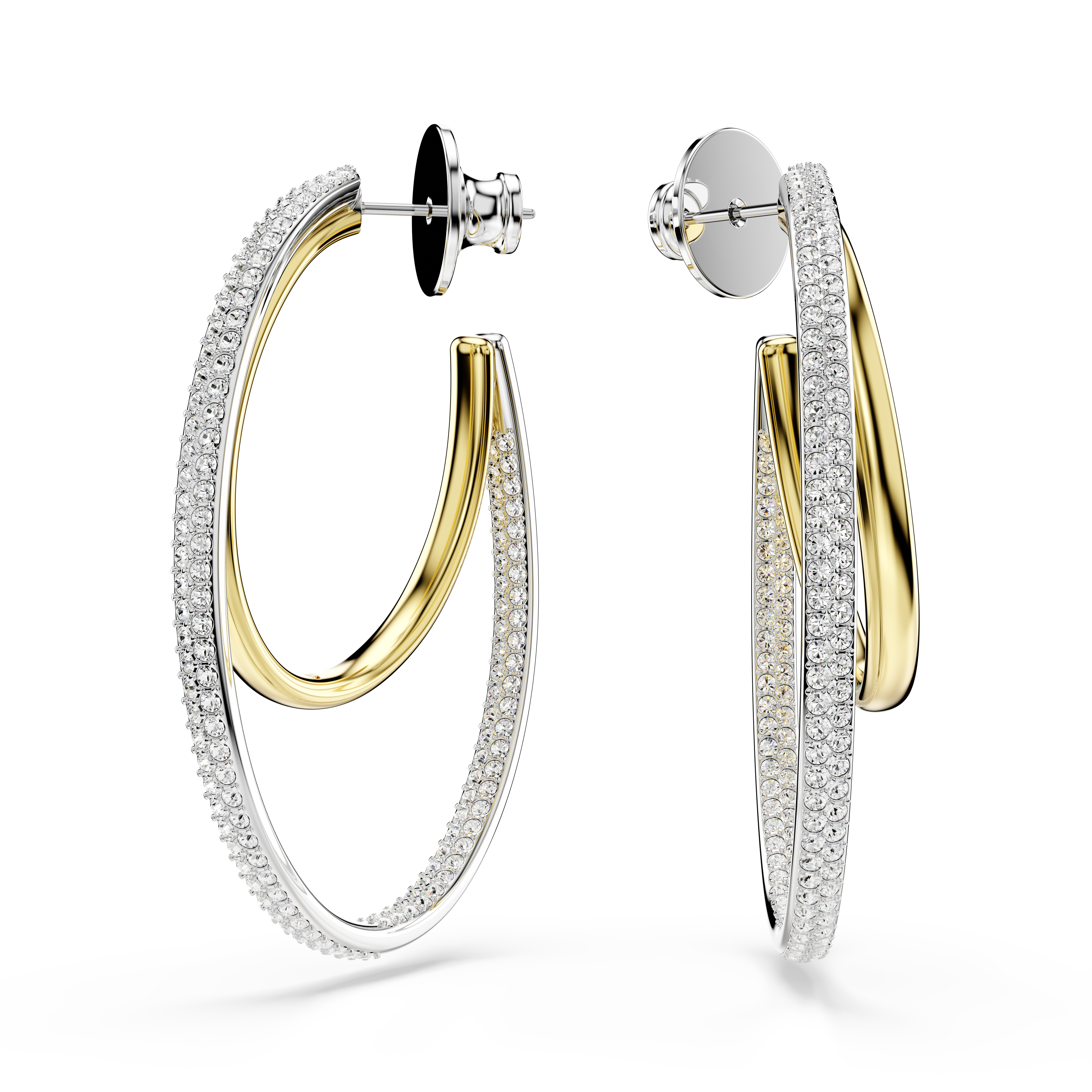 Swarovski Hyperbola hoop earrings, Round cut, Medium, White, Mixed metal finish 5702400