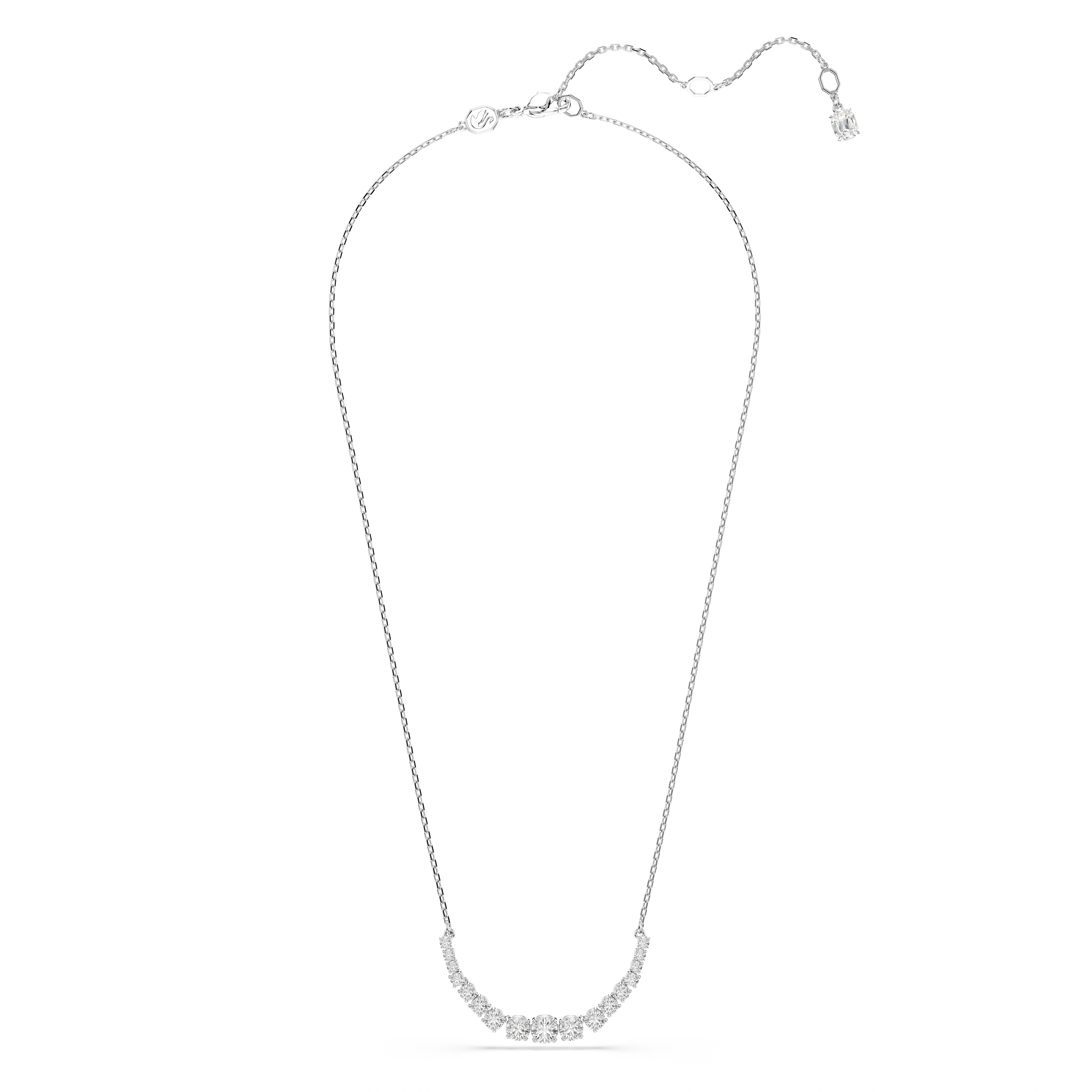 Swarovski Matrix necklace, Gradient of round cuts, White, Rhodium plated 5705396