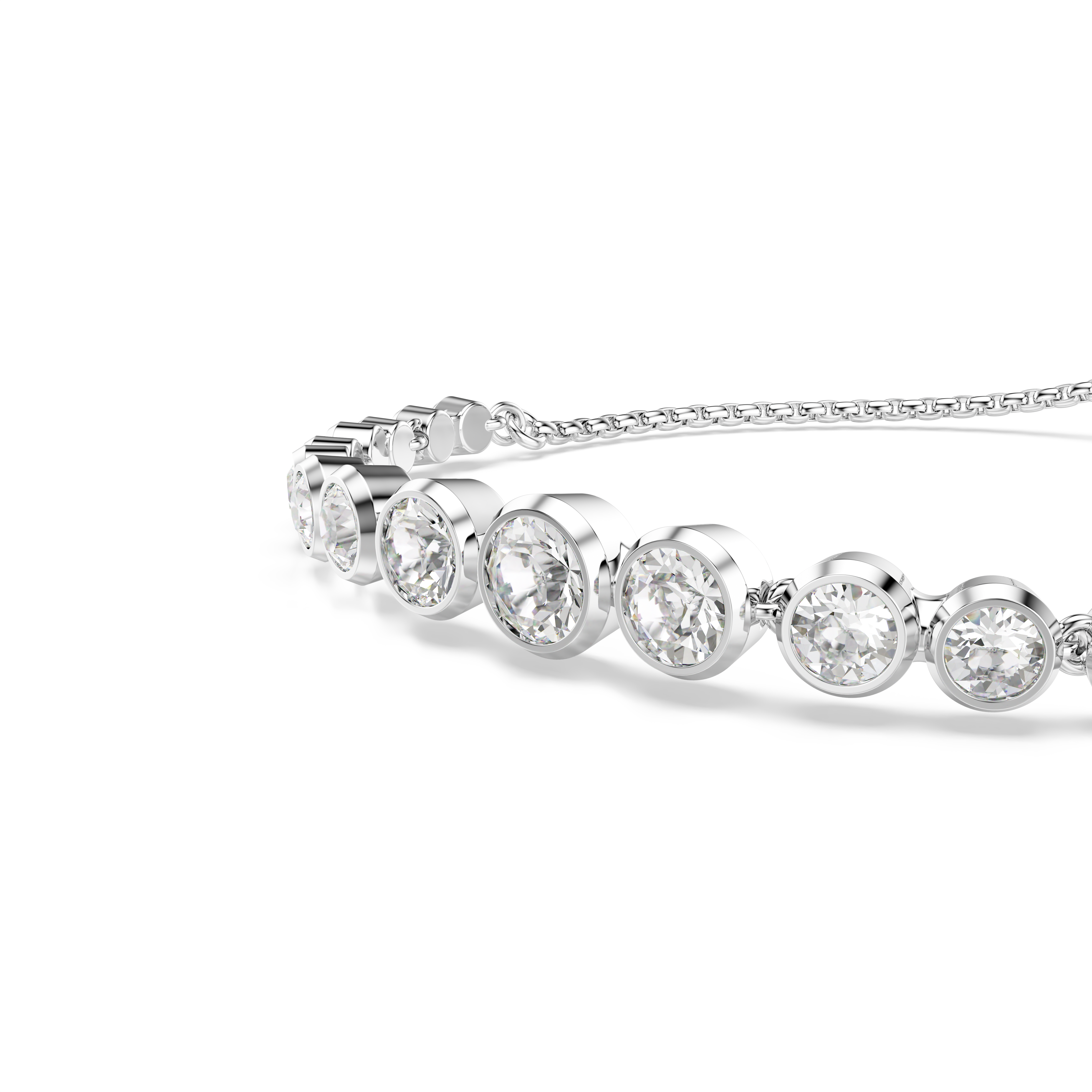 Swarovski Imber Tennis bracelet, Mixed round cuts, White, Rhodium plated 5705451