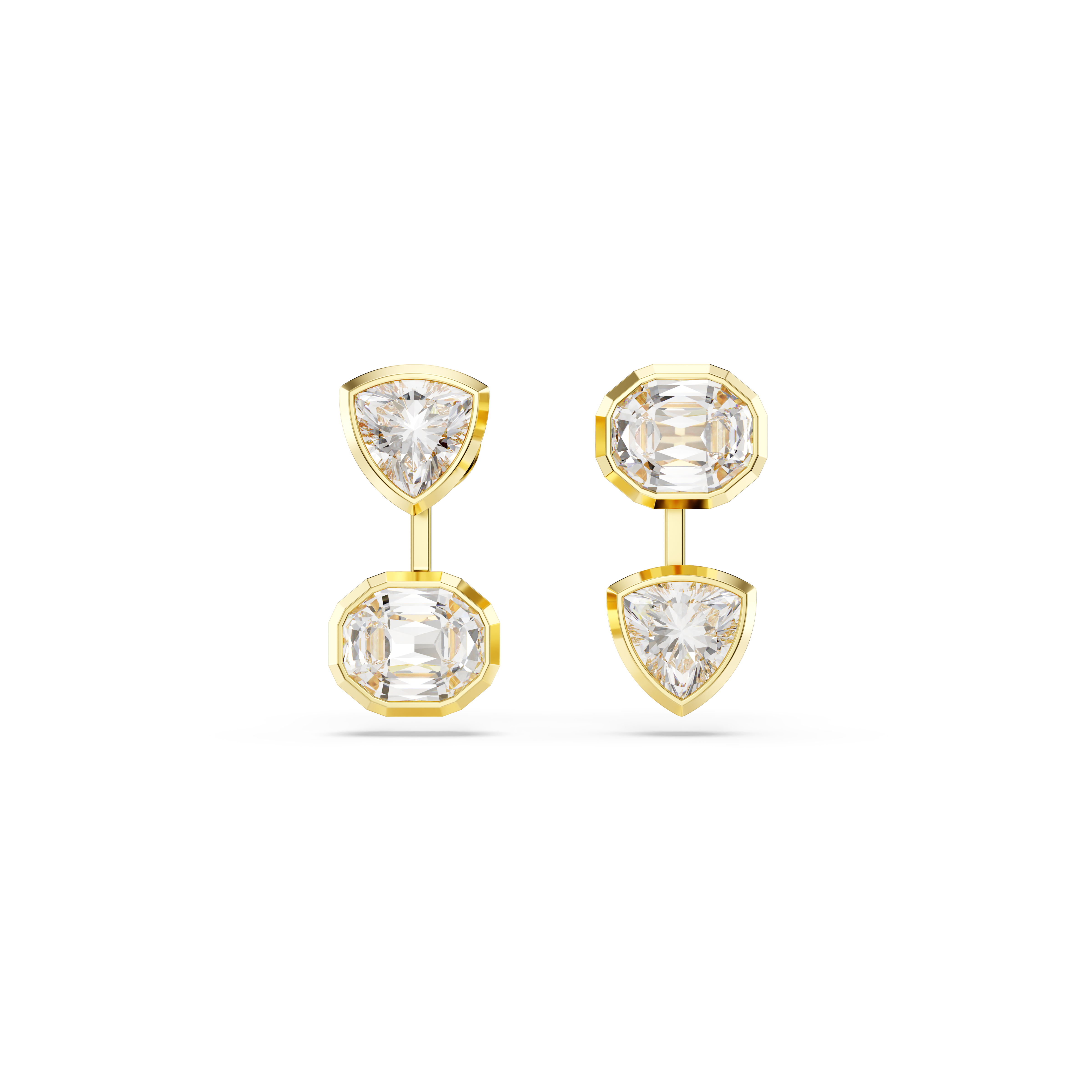 Swarovski Imber earring jackets, Asymmetrical design, Mixed cuts, White, Gold-tone plated 5705461