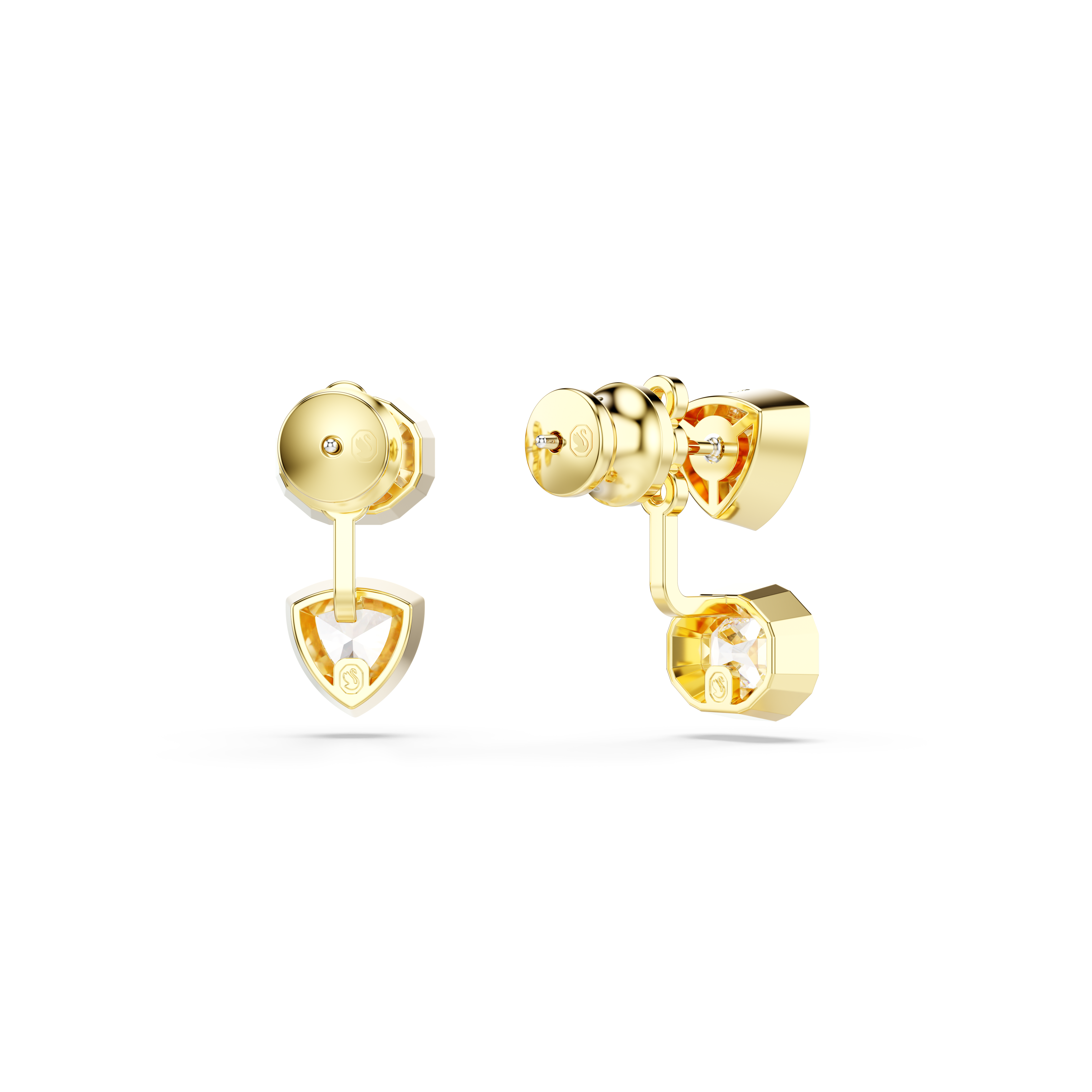 Swarovski Imber earring jackets, Asymmetrical design, Mixed cuts, White, Gold-tone plated 5705461