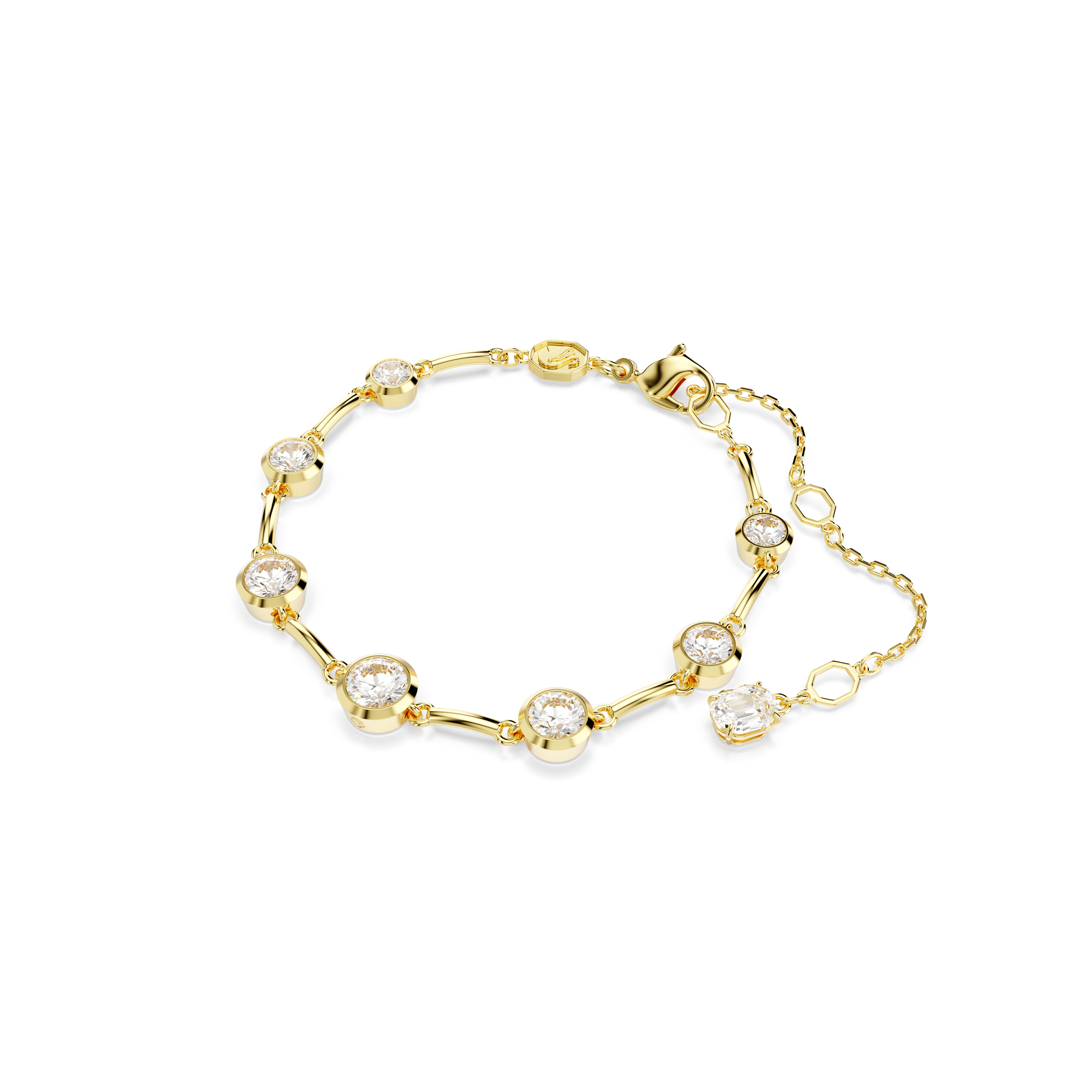 Swarovski Imber bracelet, Mixed round cuts, White, Gold-tone plated 5705465