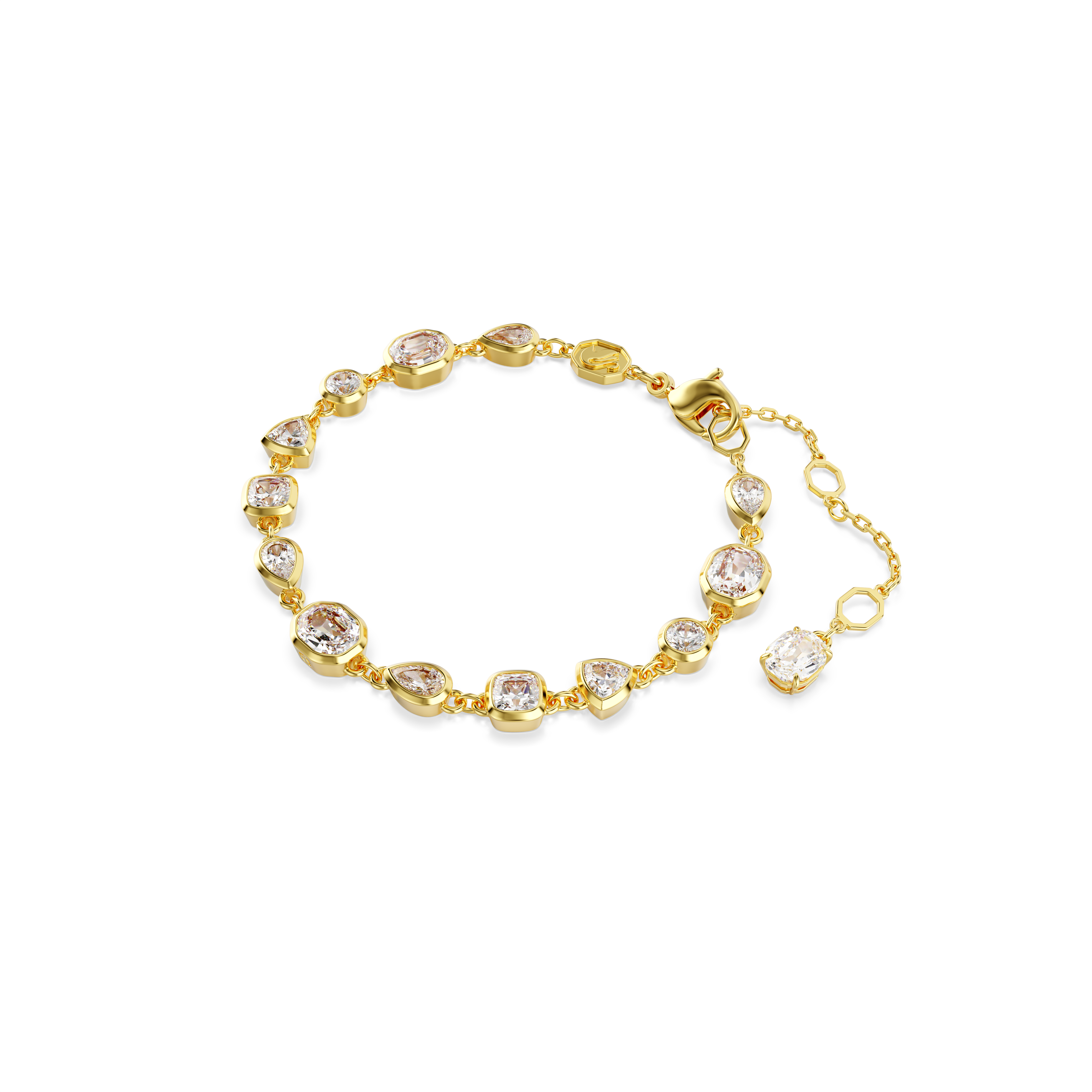 Swarovski Imber bracelet, Mixed cuts, White, Gold-tone plated 5705471