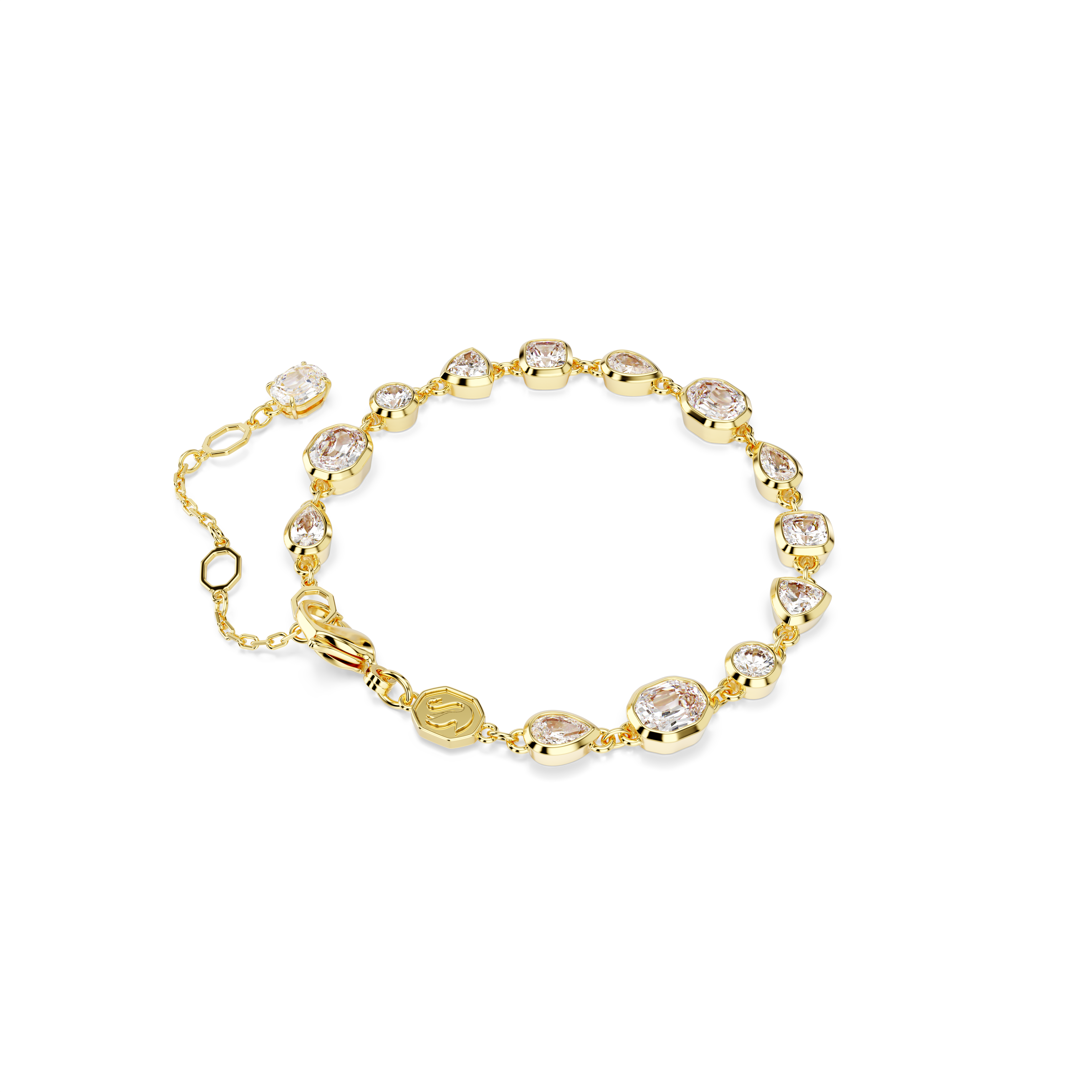 Swarovski Imber bracelet, Mixed cuts, White, Gold-tone plated 5705471
