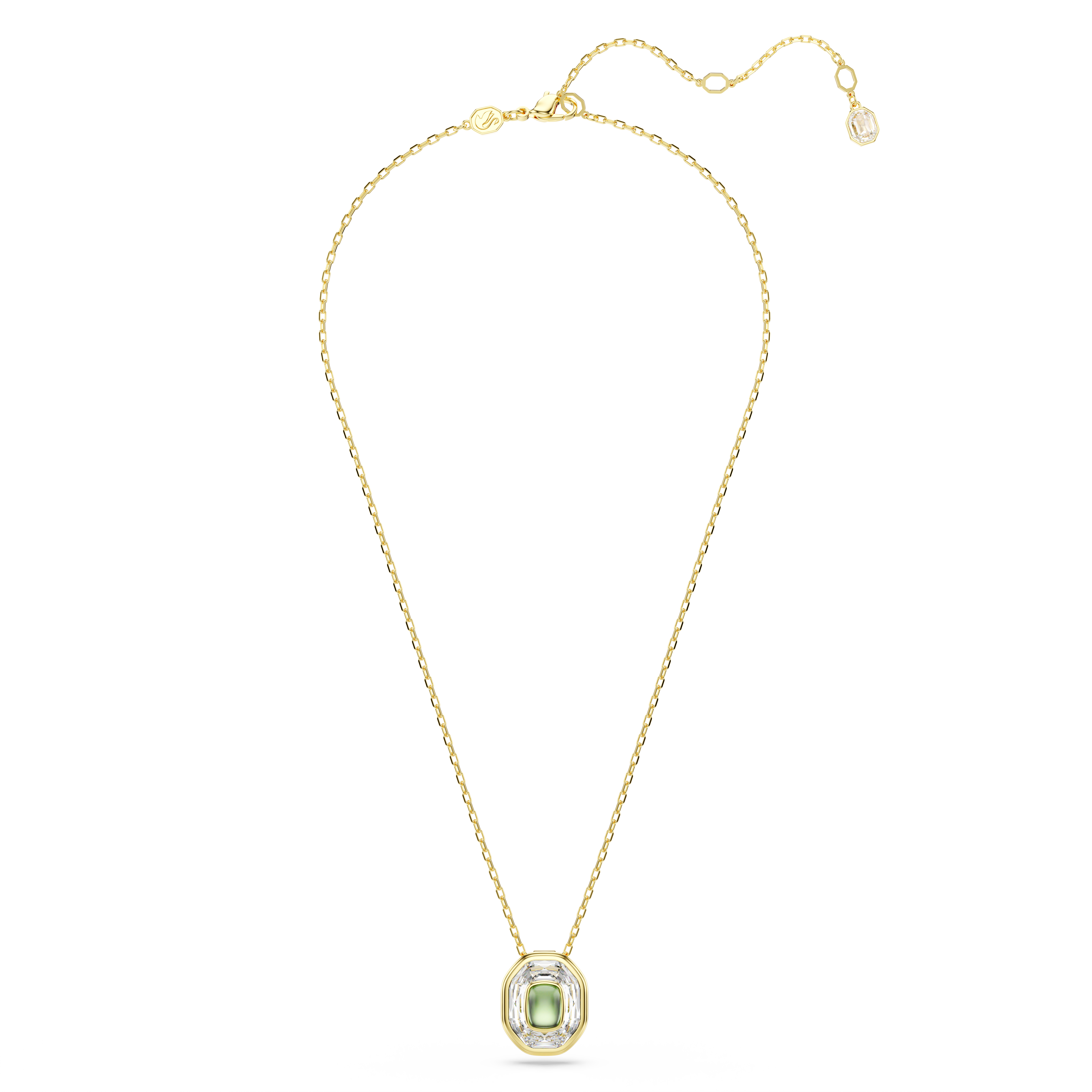 Swarovski Chroma pendant, Octagon cut, Green, Gold-tone plated 5705580