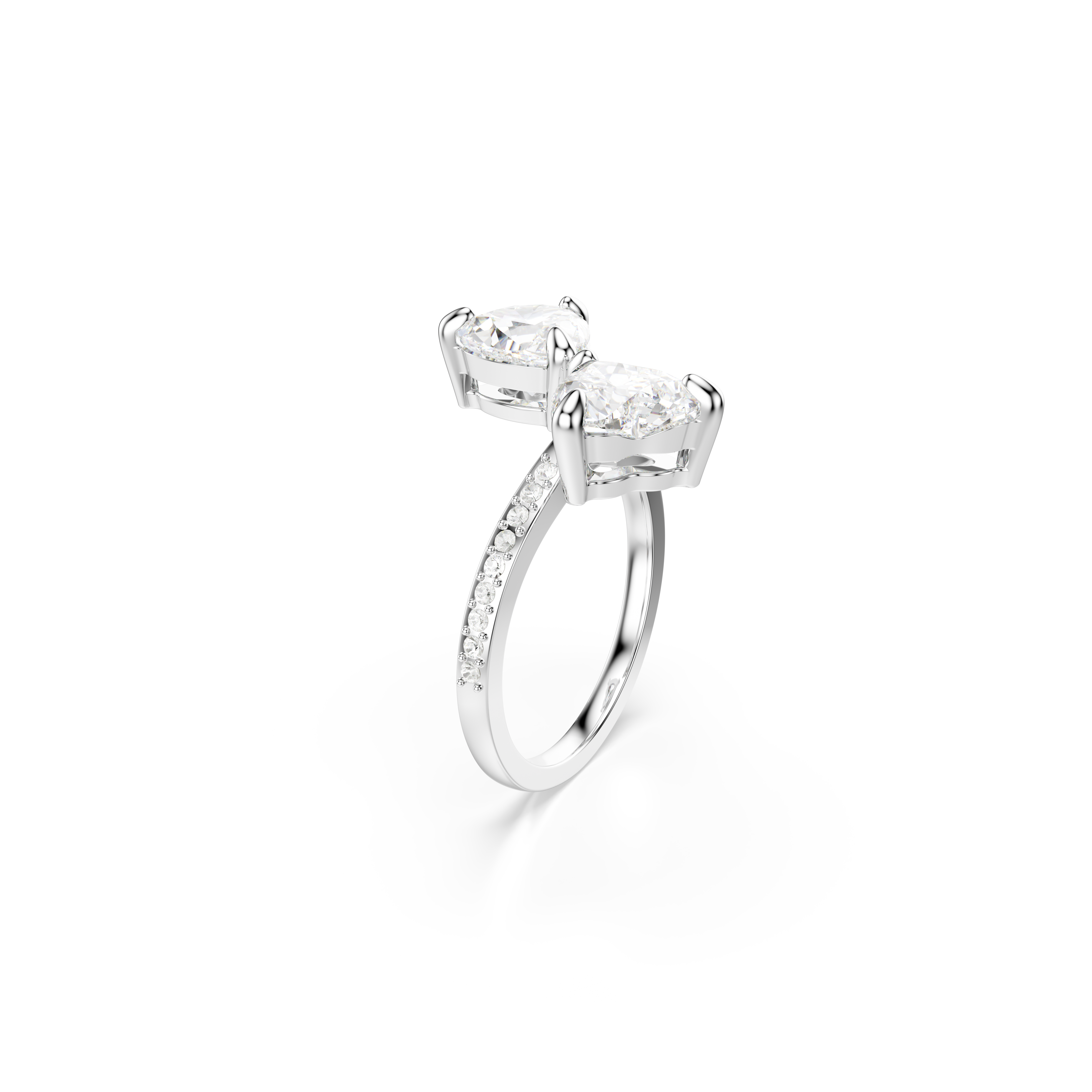 Swarovski Mesmera open ring, Heart cut, Pavé, White, Rhodium plated 5705593