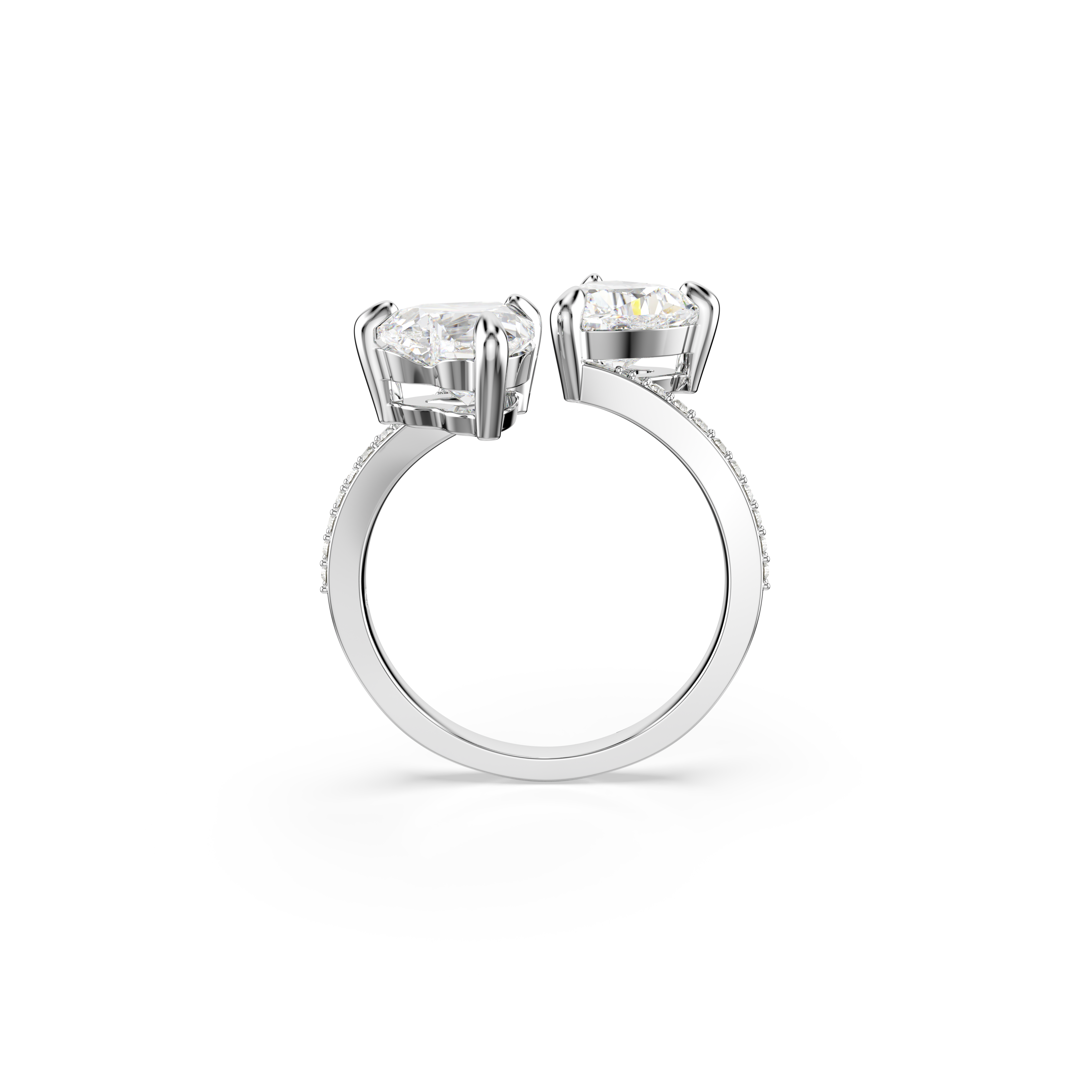 Swarovski Mesmera open ring, Heart cut, Pavé, White, Rhodium plated 5705593