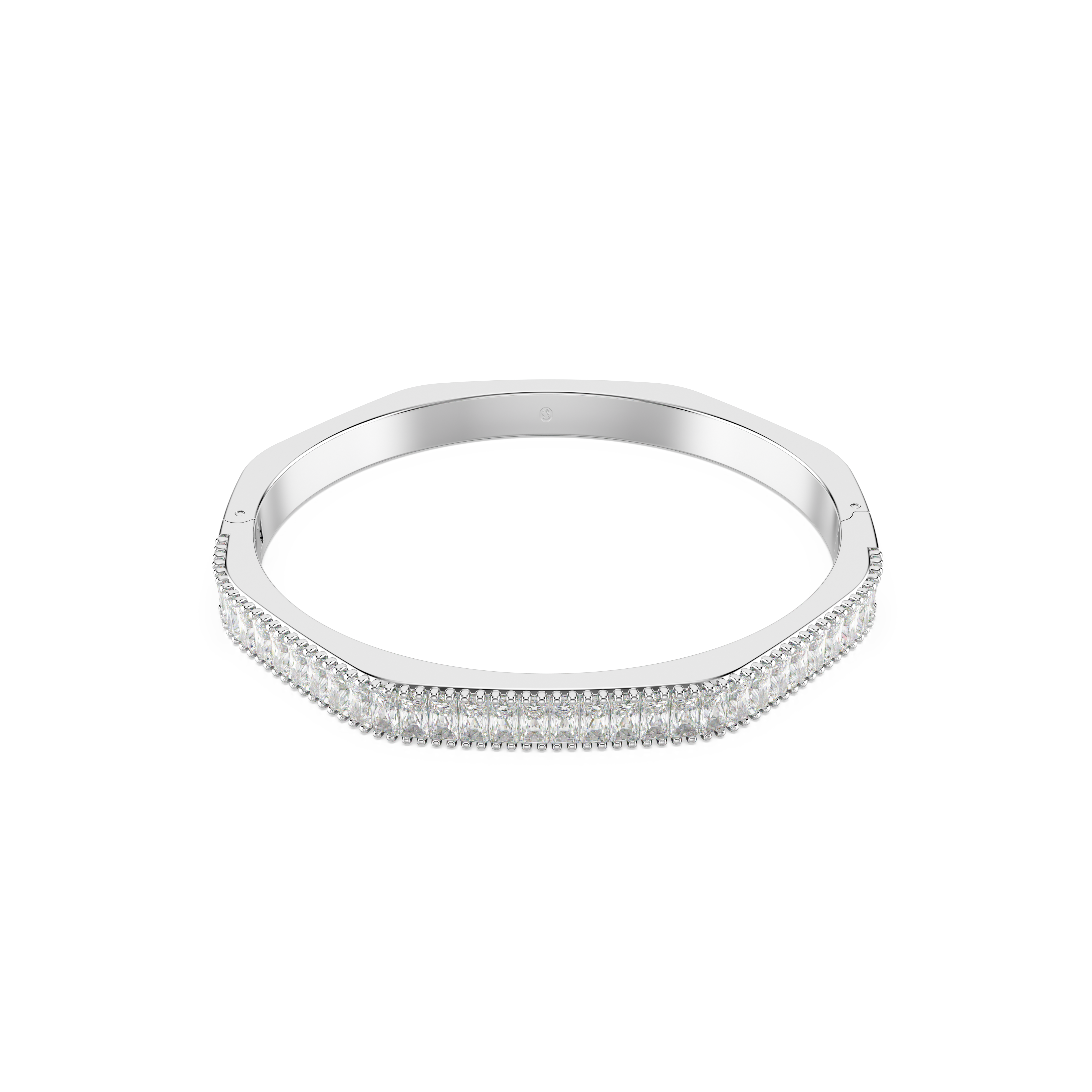 Swarovski Matrix bangle, Baguette cut, Octagon shape, White, Rhodium plated 5705784