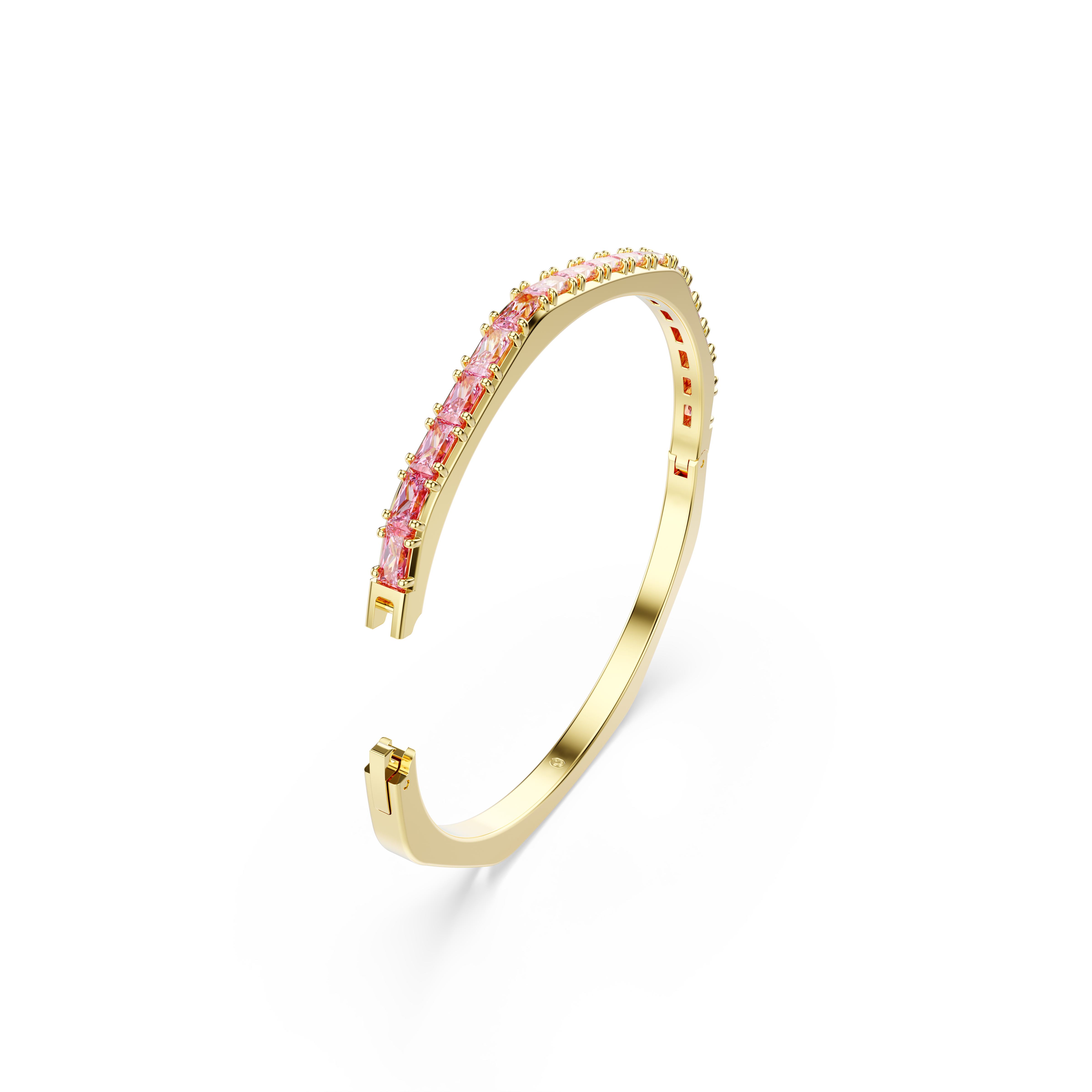 Swarovski Matrix bangle, Baguette cut, Octagon shape, Pink, Gold-tone plated 5705791